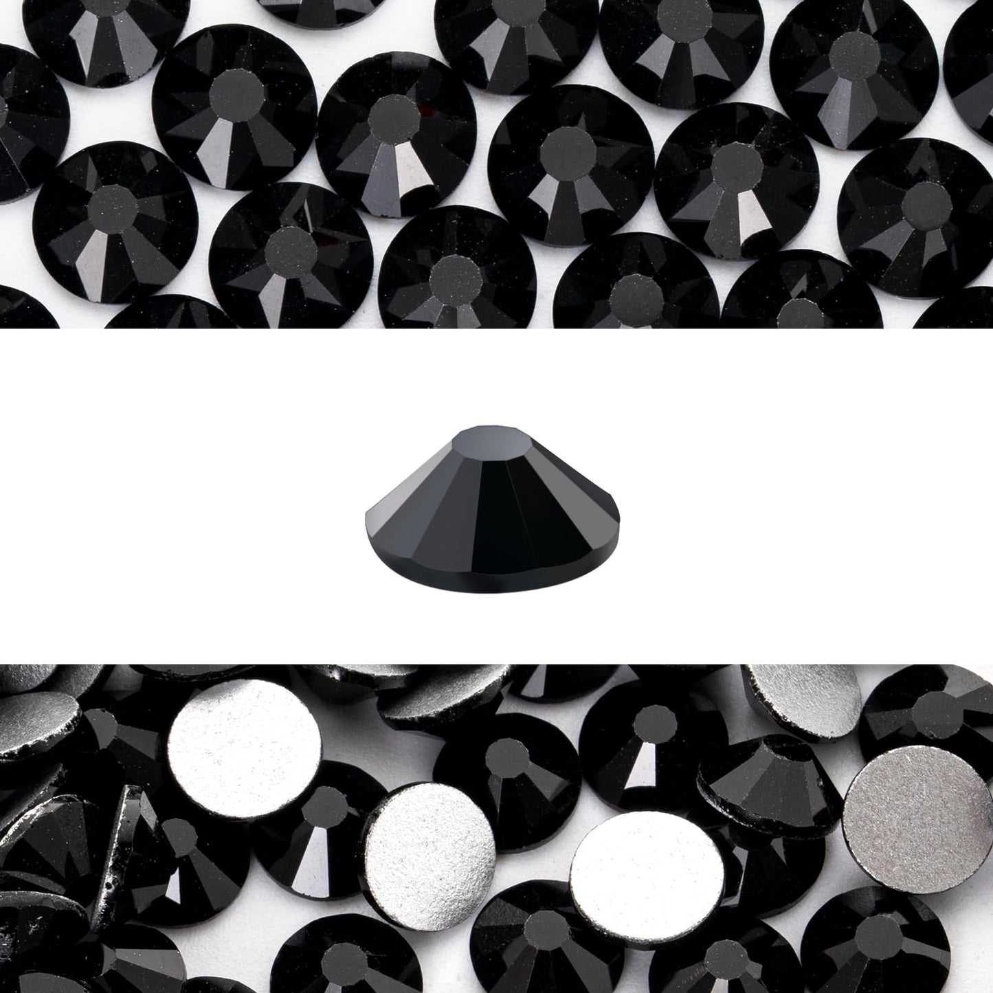 Novani 3000 Pieces Flatback Rhinestones Glass Round Gems Black Crystals for Nail Art DIY Crafts Clothes Shoes,SS16,3.8-4.0mm