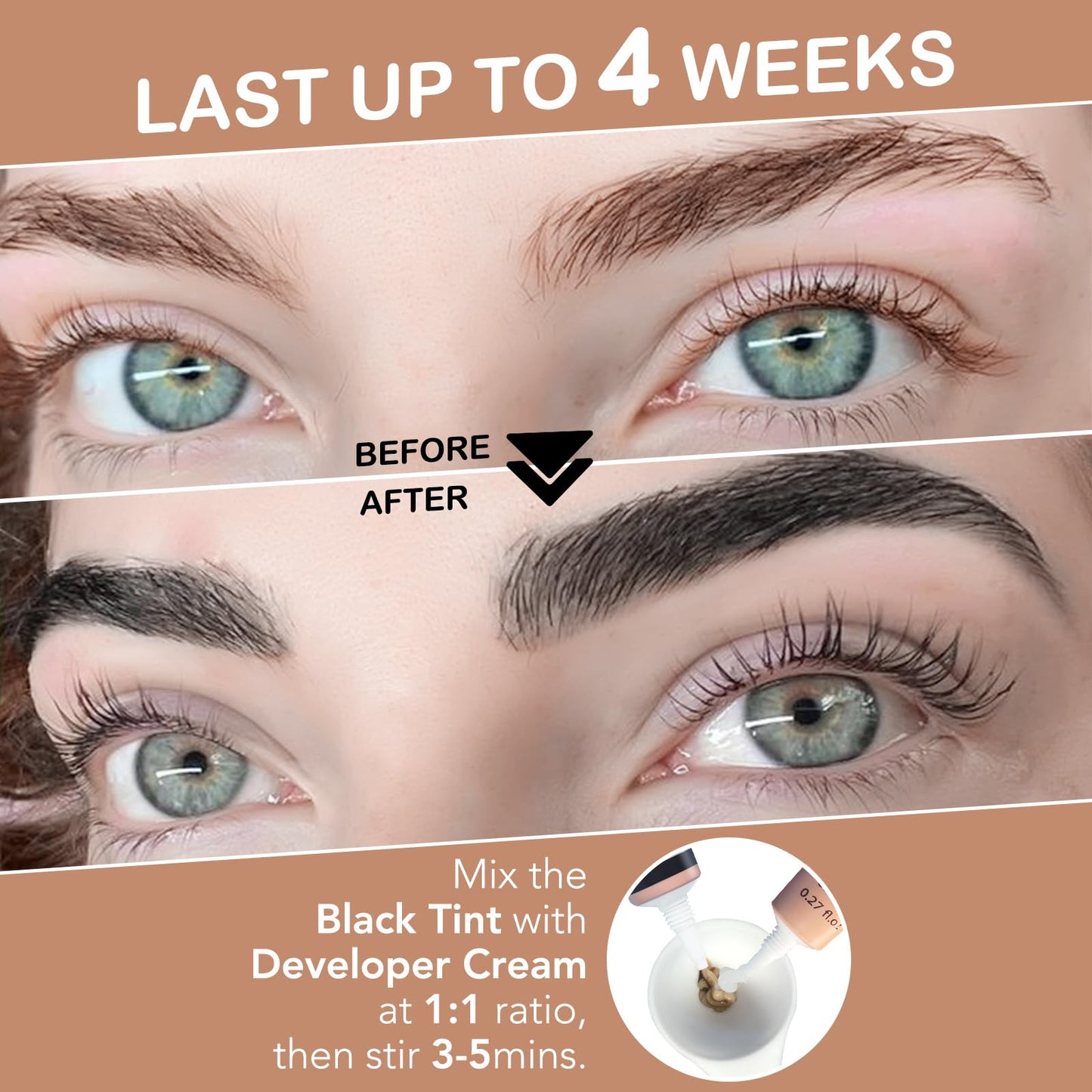 Lomansa Lash Color Kit – Professionelle Wimpern- und Augenbrauenfarbe mit natürlichen Schwarzeffekten, sicher und einfach anzuwenden, 8 ml