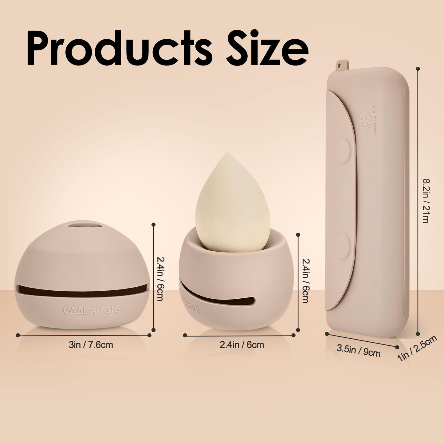 COOL-ANGLE Silicone Makeup Brush Holder And Beauty Sponge Case, Travel Makeup Brush Case With Magnetic Closure, Makeup Sponge Holder 2 In 1 Stand Storage For Quick Drying Khaki
