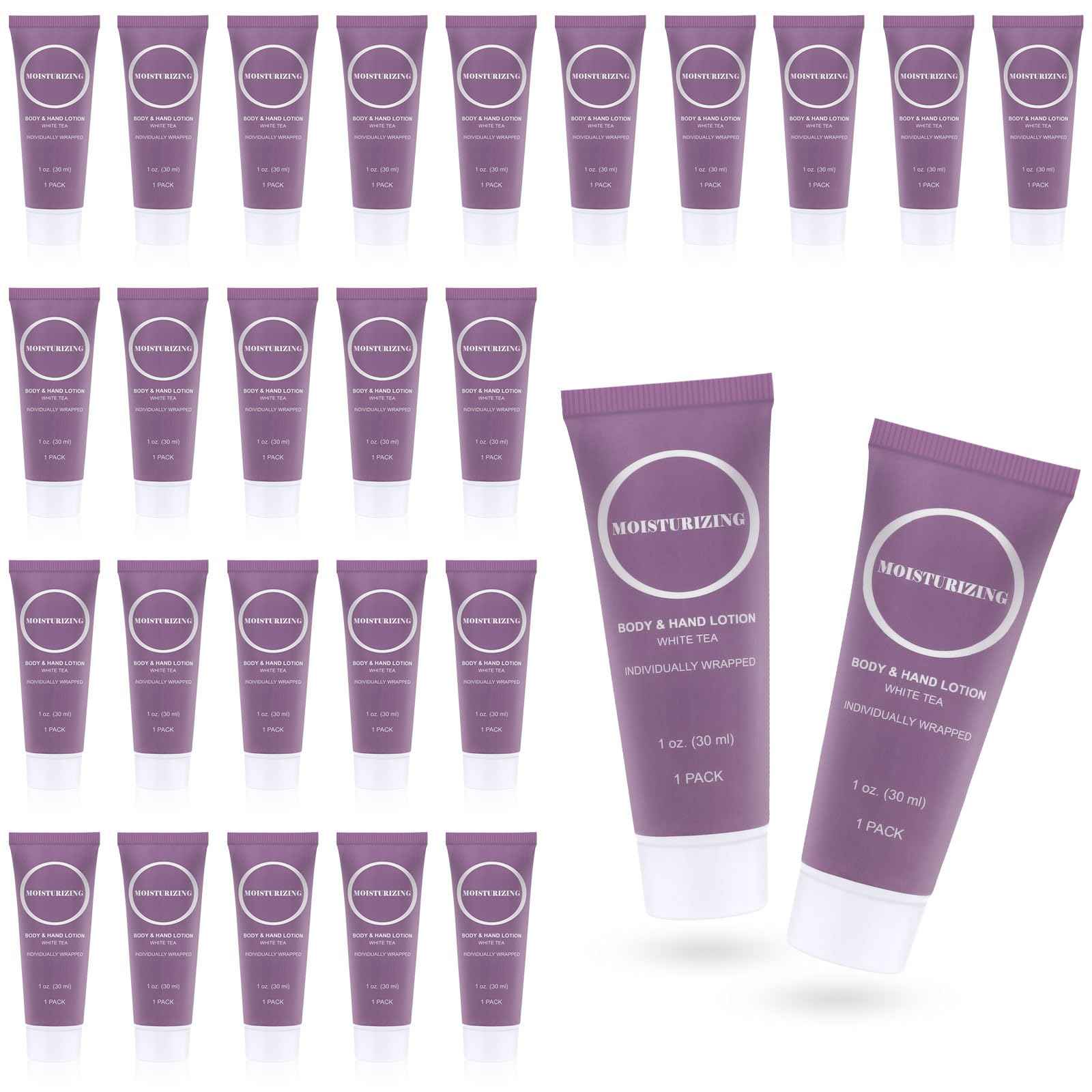 Travel Size Body Lotion, Small Hand Cream Lotion Bulk, Nourishing Extra Dry Skin Individually Wrapped Mini Bottle Shower Moisturizer Lotion Toiletries for Travel Hotel Homeless 1 oz (Pack of 100)