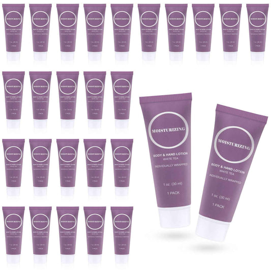Travel Size Body Lotion, Small Hand Cream Lotion Bulk, Nourishing Extra Dry Skin Individually Wrapped Mini Bottle Shower Moisturizer Lotion Toiletries for Travel Hotel Homeless 1 oz (Pack of 100)