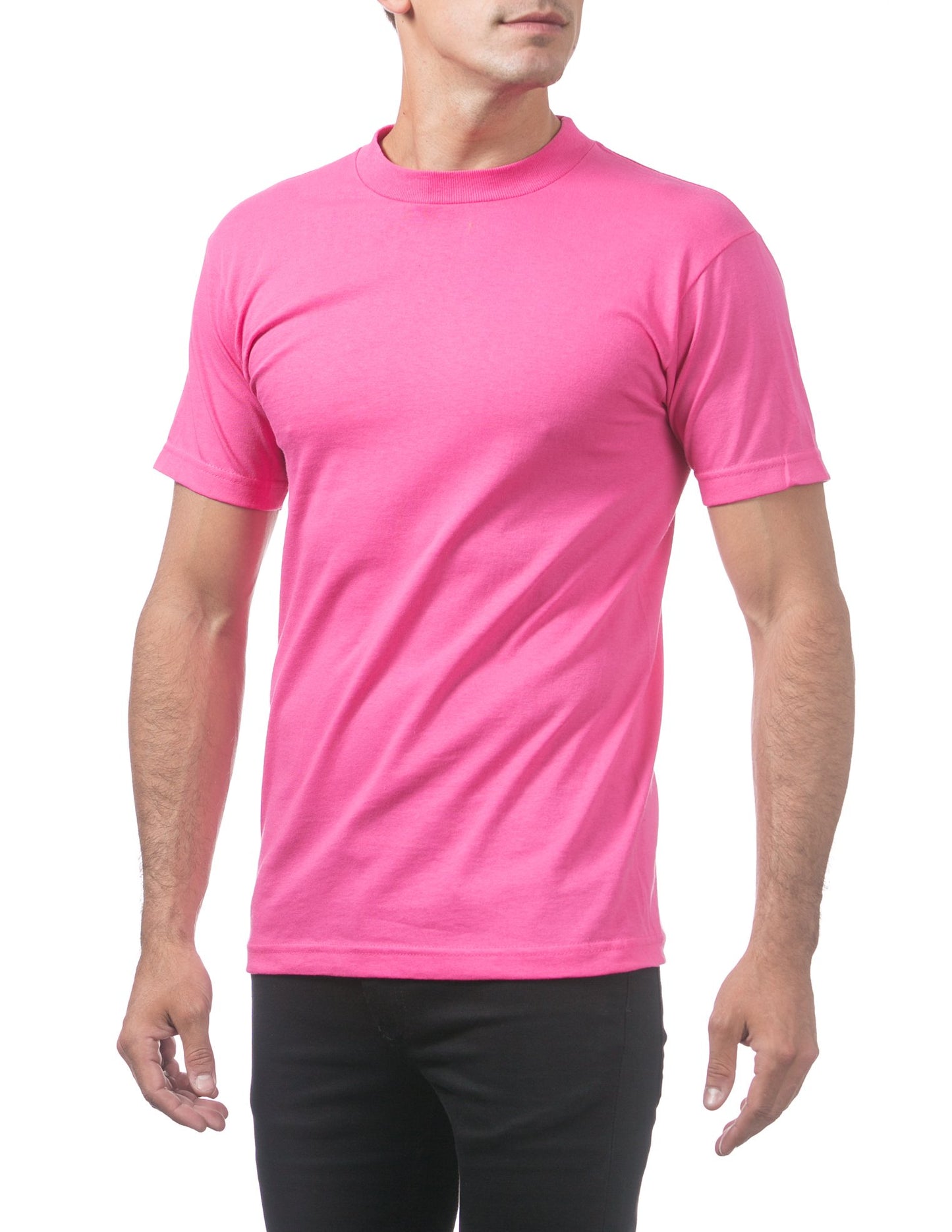 Pro Club Men's Comfort Cotton Short Sleeve T-Shirt, Hot Pink, X-Large