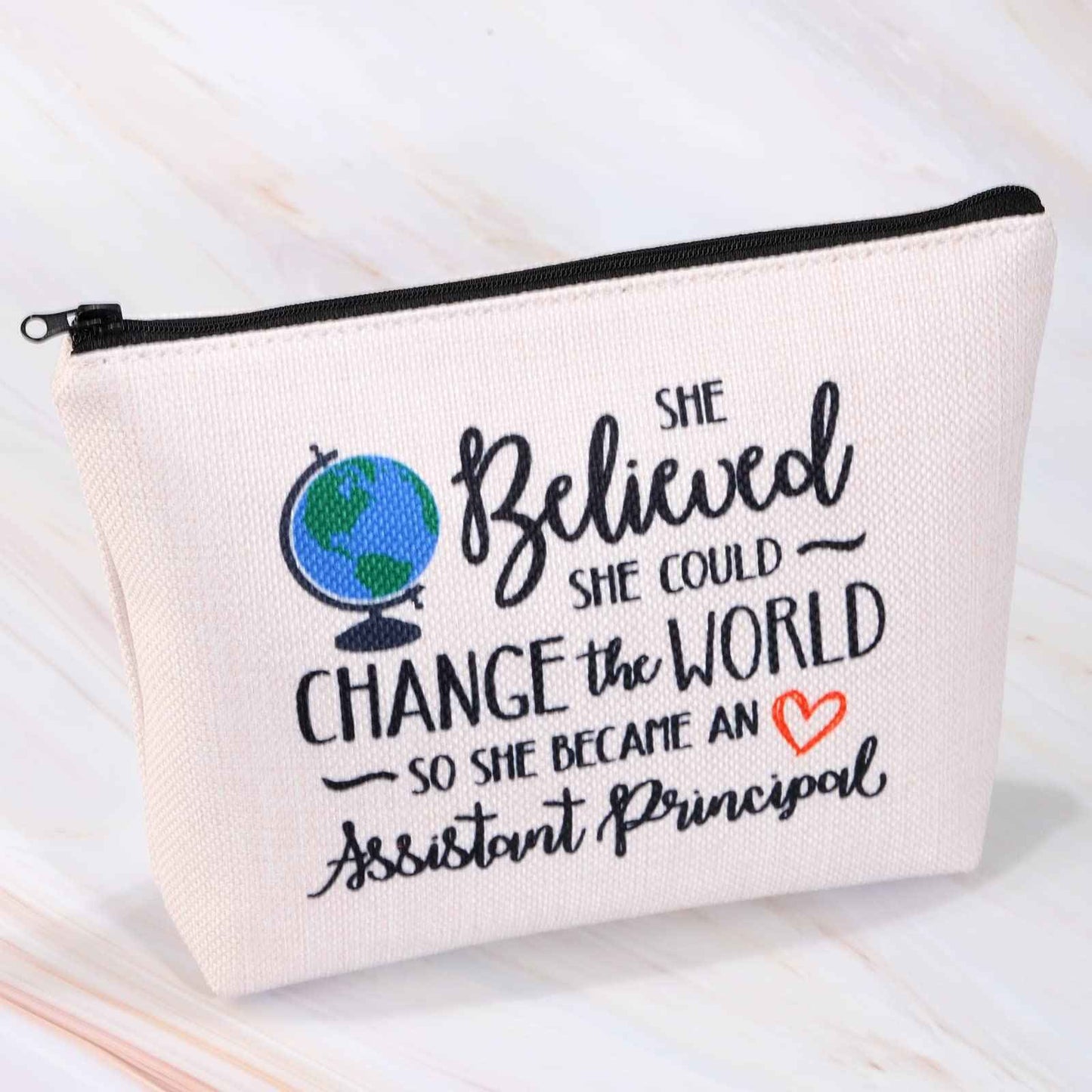 MNIGIU Assistant Principal Cosmetic Makeup Bag Principal Appreciation Gift So She Became An Assistant Principal Travel Zipper Pouch (became assistant principal)