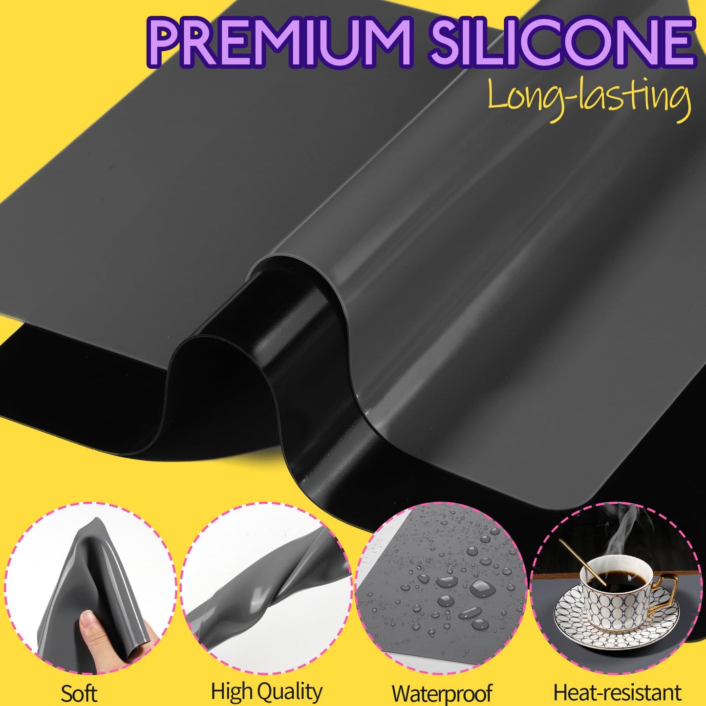 LEOBRO Silicone Mat, Silicone Mats for Crafts, 2 Pack Silicone Mat for Jewelry Resin Molds, 11.69" x 8.26" Silicone Mats for Epoxy Resin, Resin Molds, DIY Art Crafts, Dark Gray & Black Silicone Mat