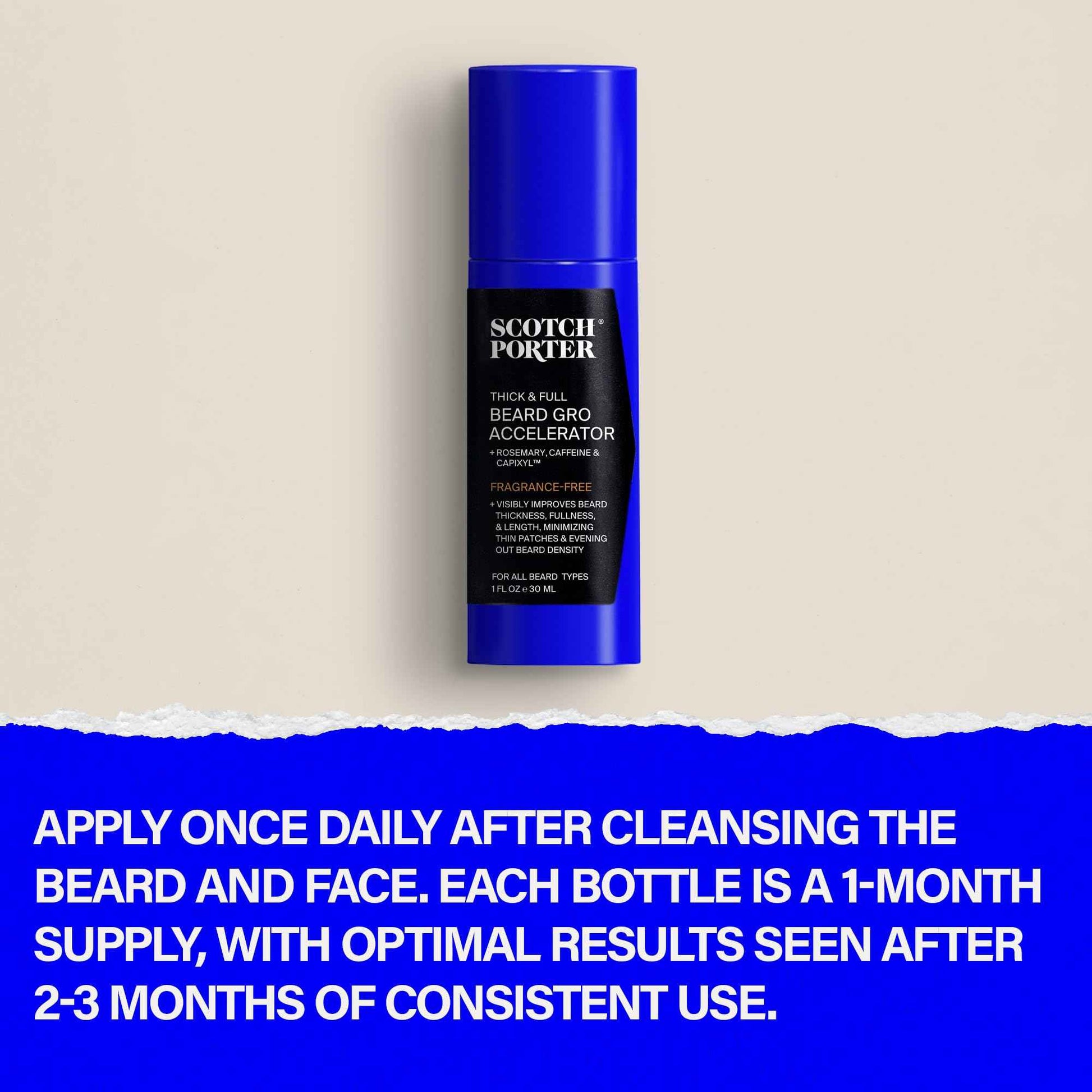 Scotch Porter Thick & Full Beard Gro Accelerator with Caffeine & Rosemary – Stimulates & Strengthens Hair Follicles – 3-Pack, 3* 1oz