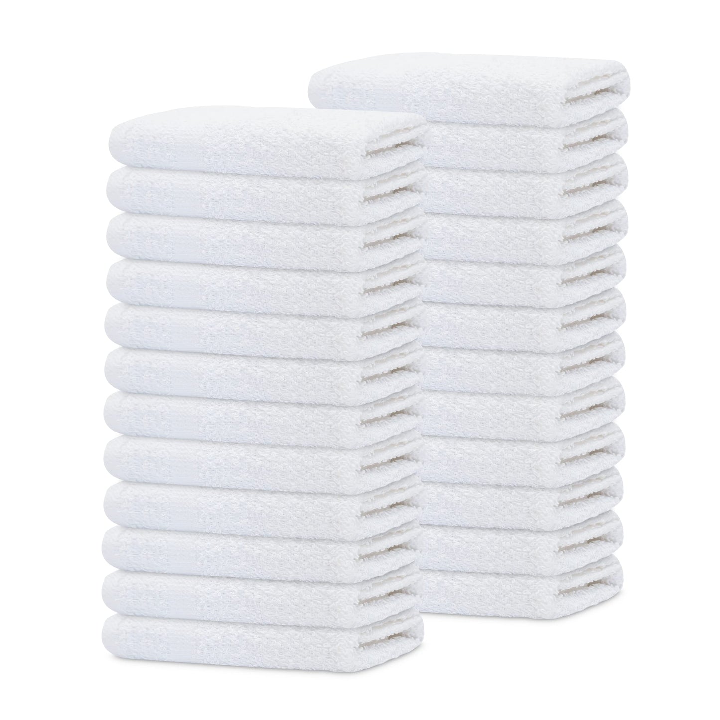 GOLD TEXTILES 48 Pack Economy White Washcloths Set (12x12 inches) - Cotton Blend Commercial Grade Cleaning Rags, Quick Drying & Soft Face Cloths, Fingertip Towels for Bathroom, Spa, Gym, and Kitchen