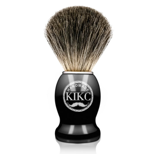 KIKC Hand Crafted Pure Badger Shaving Brush for Wet Shave, Soft Bristle, Wood Handle Black Color, Best Gift for Bearded Man