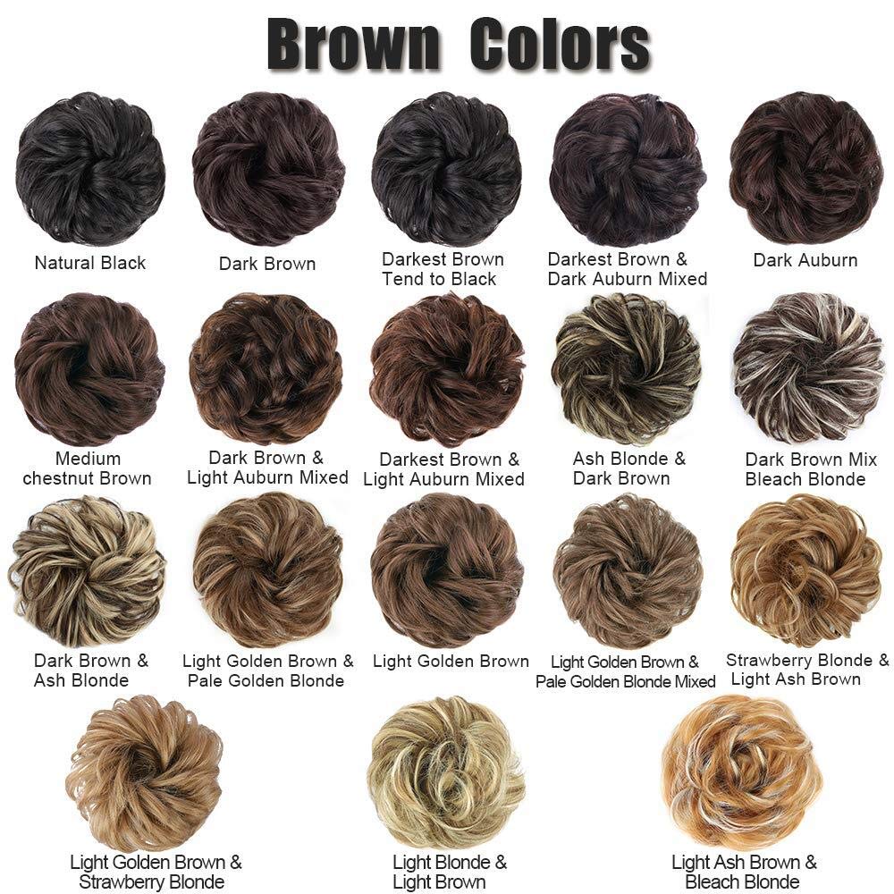 MORICA 1PCS Messy Hair Bun Hair Scrunchies Extension Curly Wavy Messy Synthetic Chignon for Women (6#(Dark Brown)#)