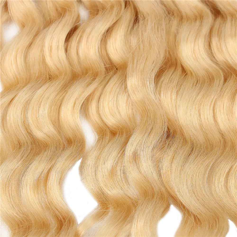 Blonde Curly Bundles 613 Honey Blonde Human Hair Bundles 14 16 18 Inch Brazilian Virgin Remy Hair Extensions 613 Kinky Curly Bundle Double Weft