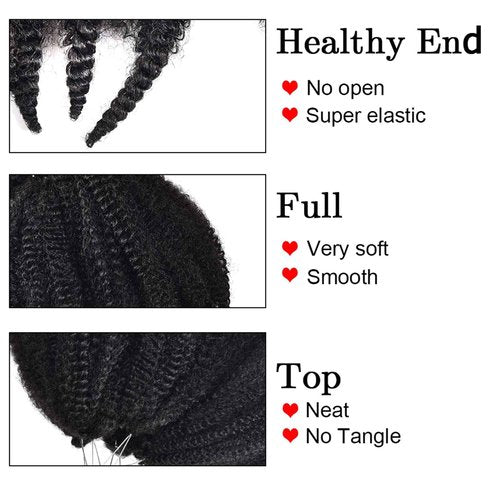 6Packs Marley Hair for Twists 8Inch Short Braiding Hair Afro Kinky Twist Crochet Braids Synthetic Fiber Hair Extensions for Women(1B#)
