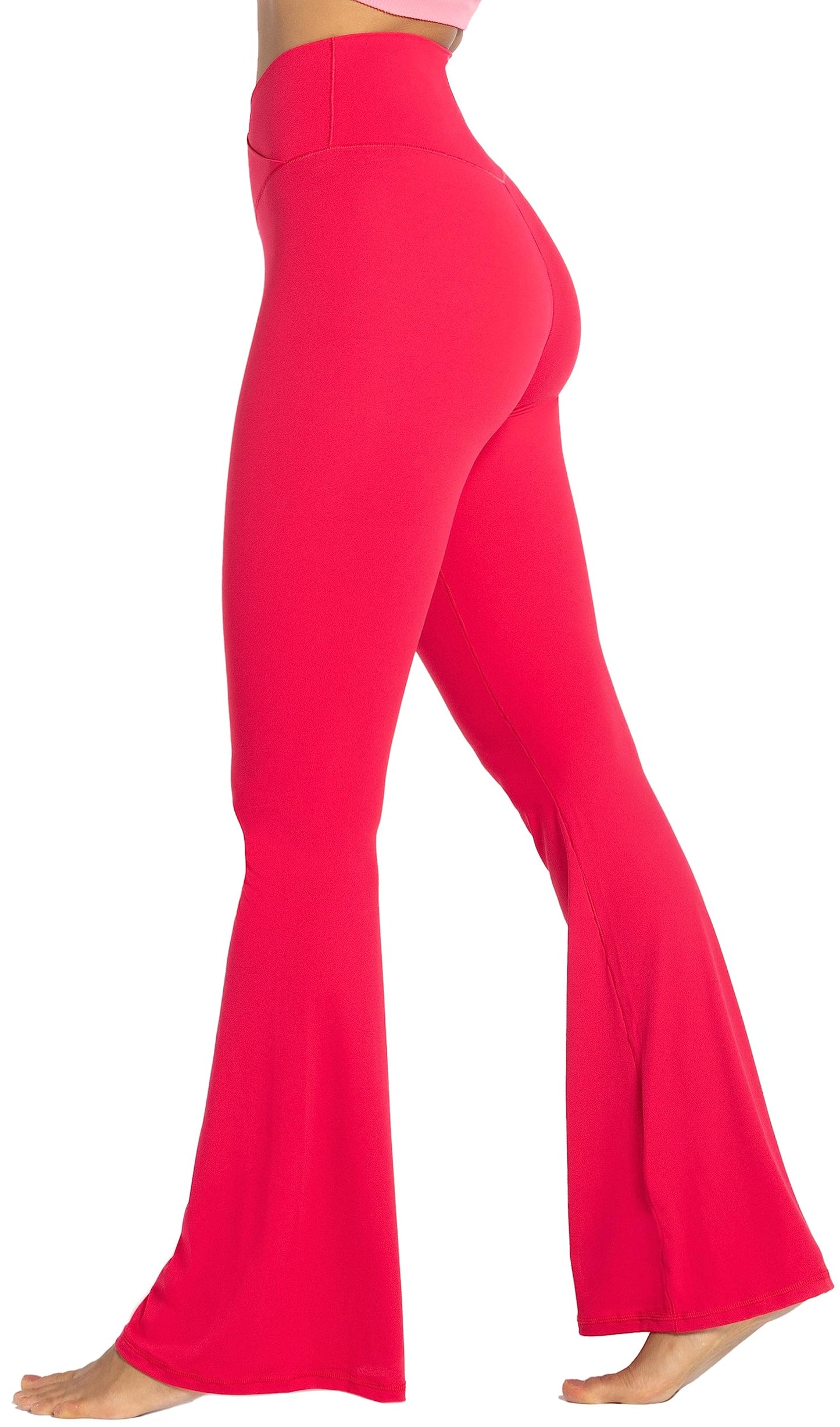 Sunzel Flare Leggings, Crossover Yoga Pants for Women with Tummy Control, High-Waisted and Wide Leg Red