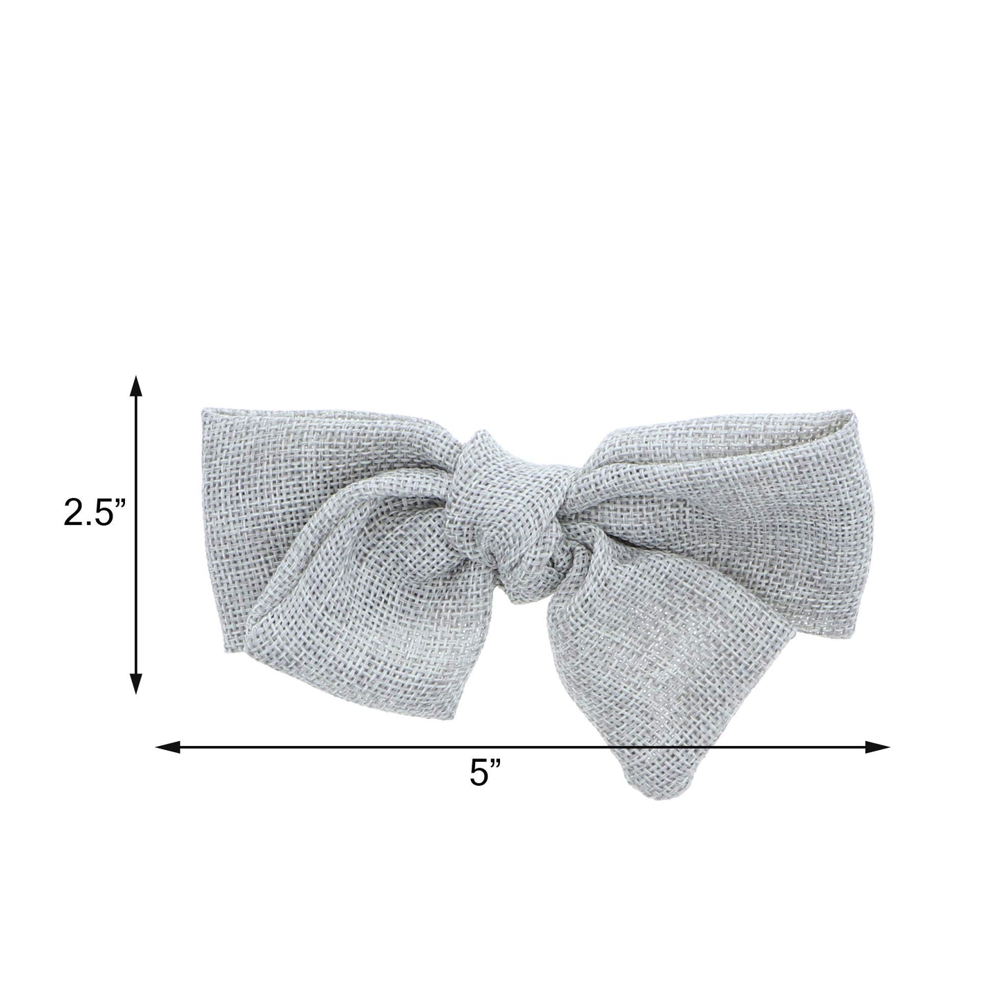 Burlap Bow 5 inch for Women and Girls- Light Grey