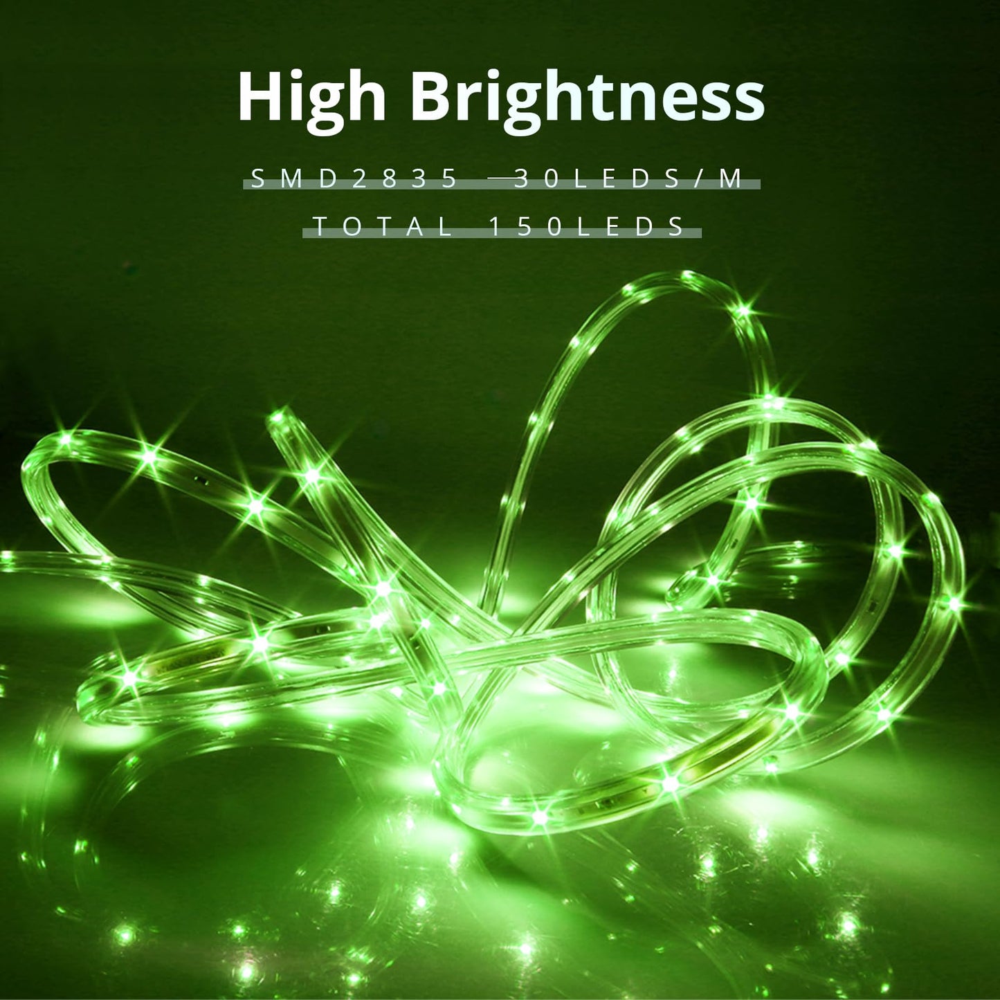 Areful LED Rope Lights, 16.4 Feet Green Flat Flexible Strip Light, Plug in Novelty Lighting, Connectable and Waterproof for Home Christmas Holiday Garden Patio Party Decoration