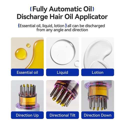 Electric Hair Oil Applicator, 2 in 1 Scalp Massager Hair Oiling Applicator, Multifunctional Automatic Oil Dispenser Scalp Brush for All Hair Essential Oil, Timed Quantitative Oil Applicator for Hair