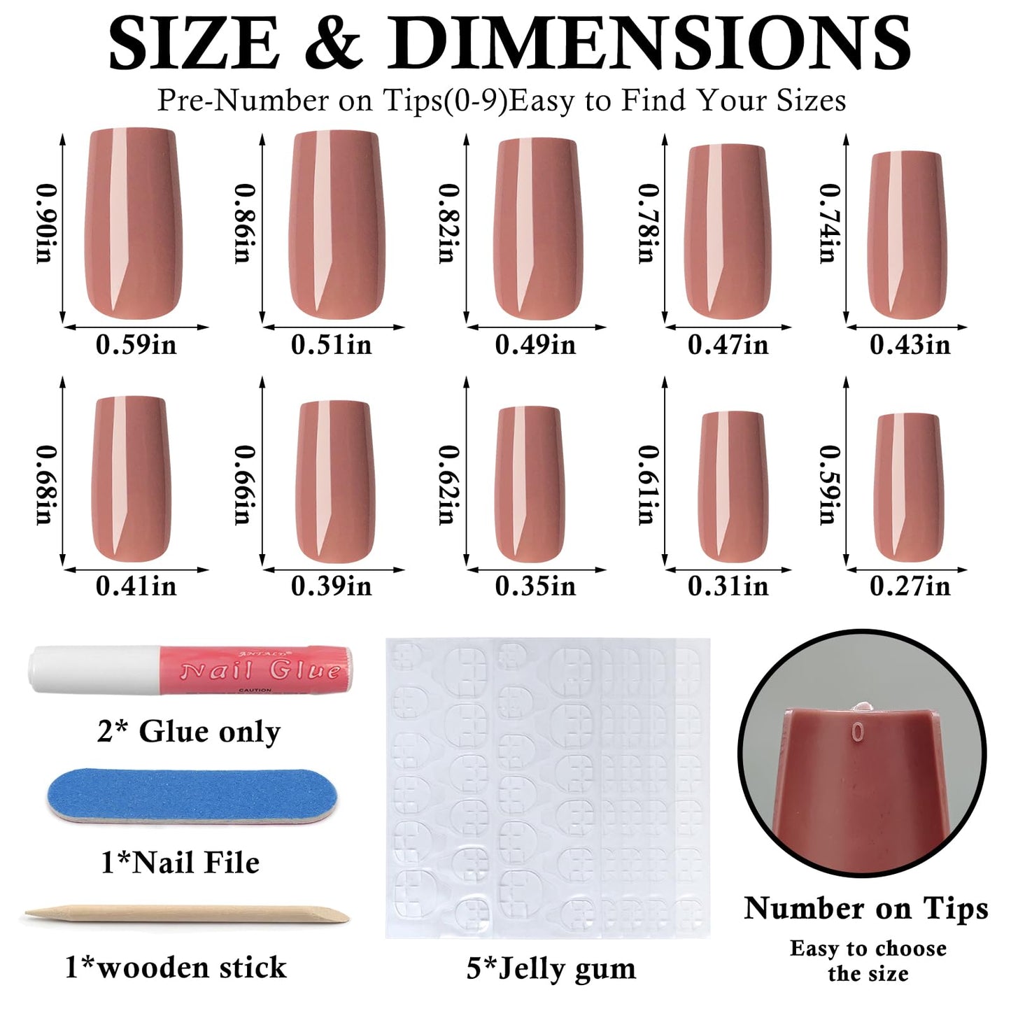 Bellelfin 120Pcs Square Press on Nails Medium Glue on Nails,Glossy Solid Color Fake Nails Full Cover Acrylic Nails Press on for Women Girls Artificial Fingernails Caramel Nails