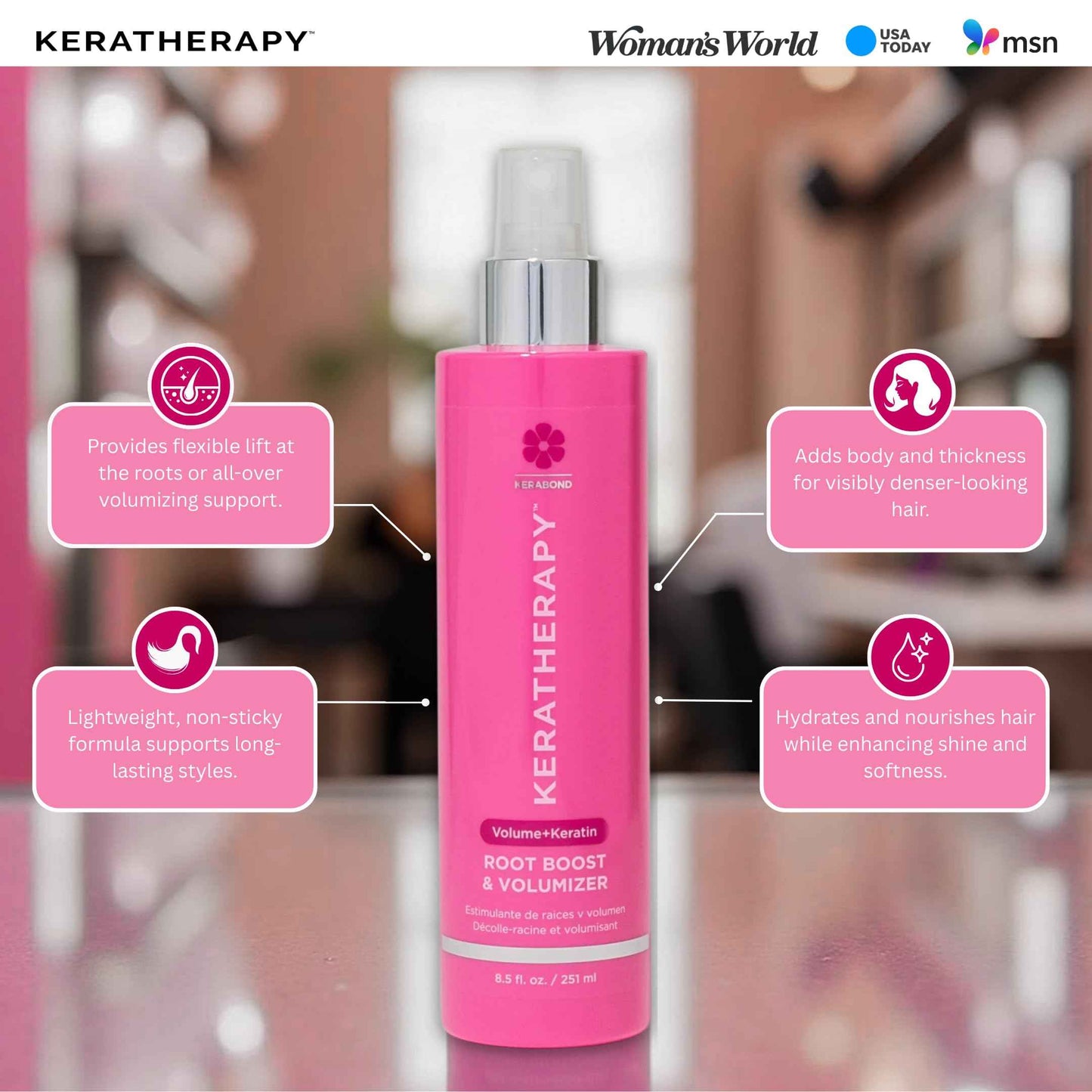 Keratherapy Keratin Infused Volume Root Boost and Volumizer Spray, 8.5 fl. oz., 251 ml - Root Booster for Hair Volume with Kerabond Technology, Hemp Seed Oil, Sea Kelp, & Hydrolyzed Silk