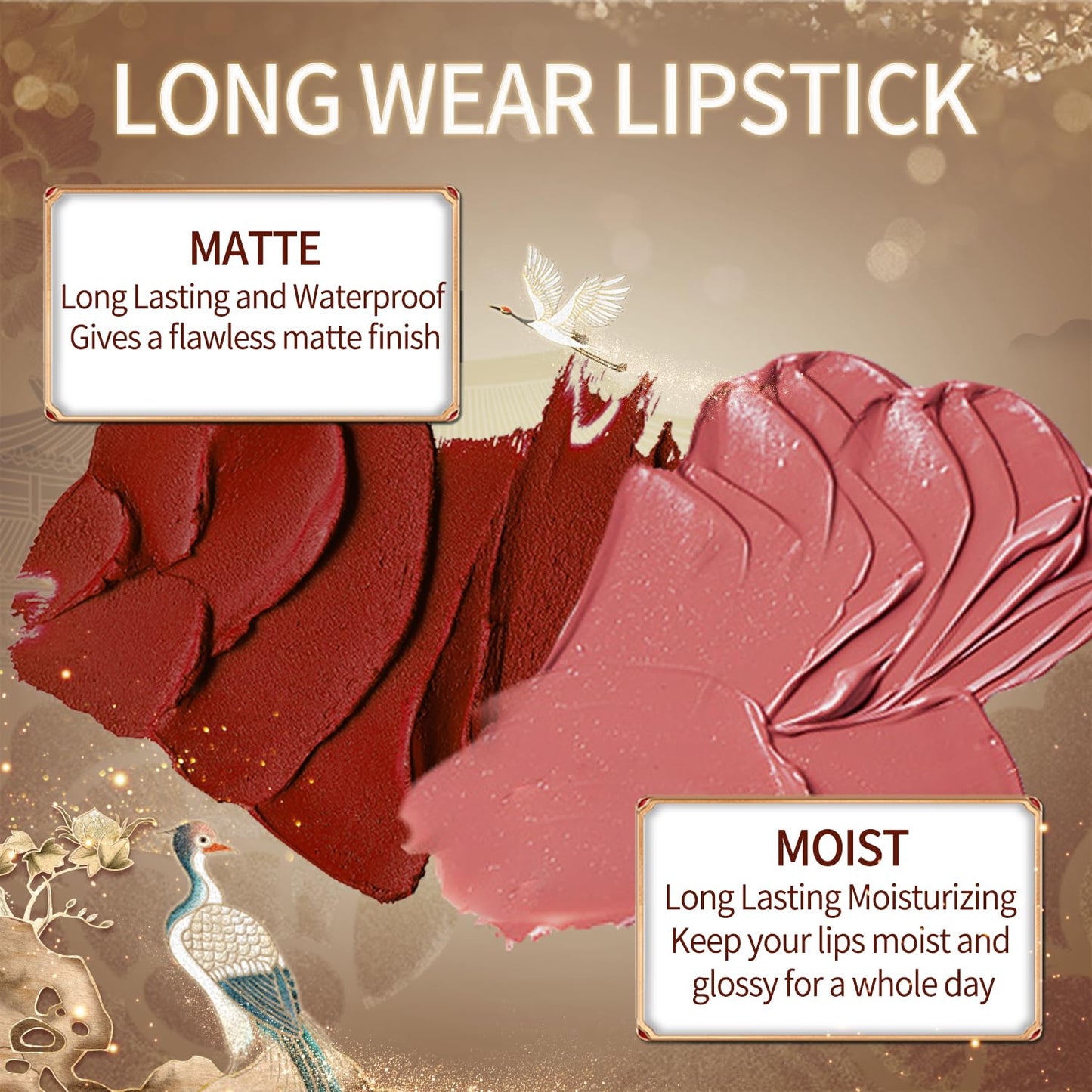 Catkin Rouge Matte Lipstick, Waterproof Long Lasting Satin Moisturizing Silky Smooth Soft 0.13 Ounce 2PCS (127+129)