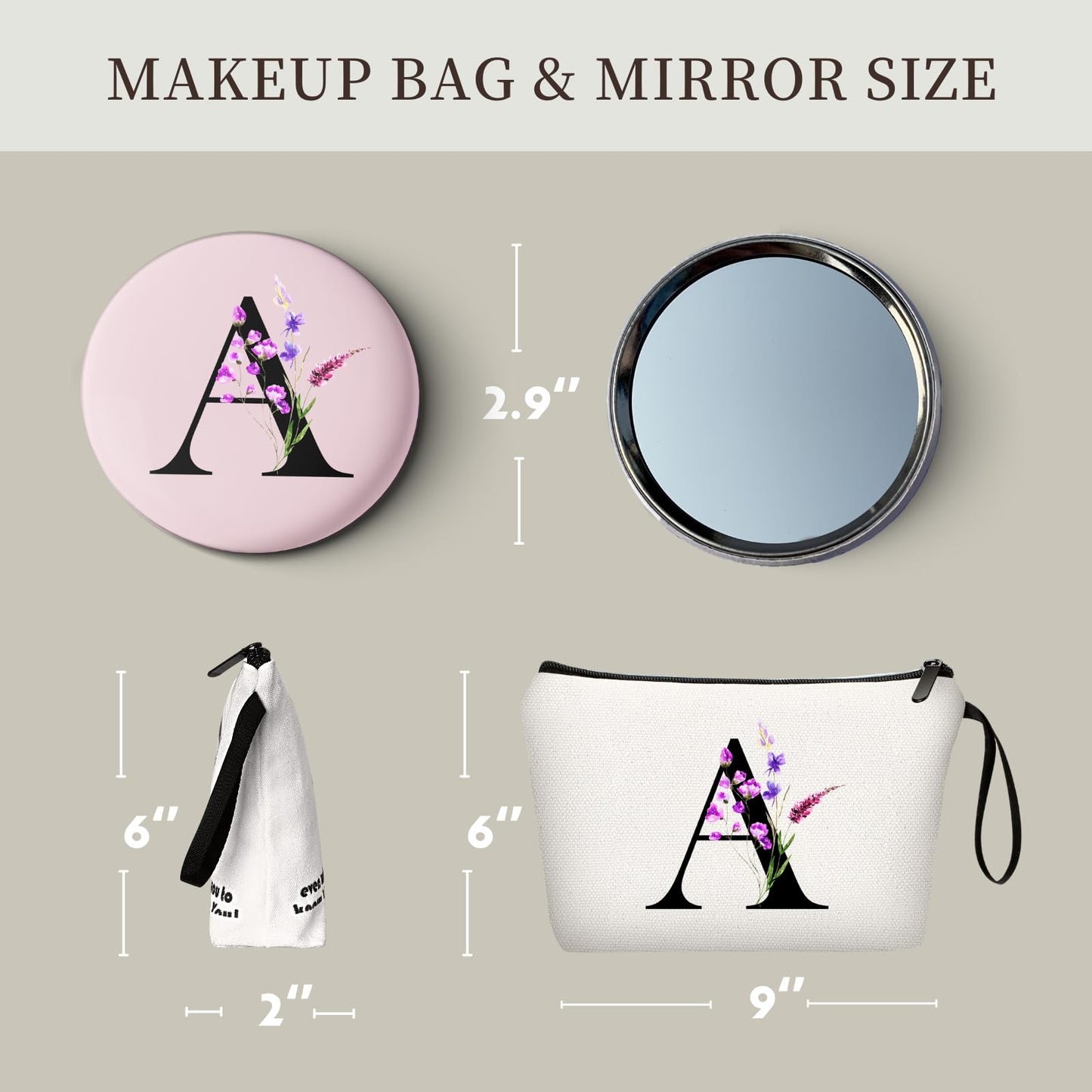 SEAMOON Gifts for Women Birthday Unique,Maid of Honor Gifts,Friendship Gifts for Women,Sister Birthday Gifts from Sister,Makeup Bag,Bridesmaid Bride Cosmetic bag with Mirror,A