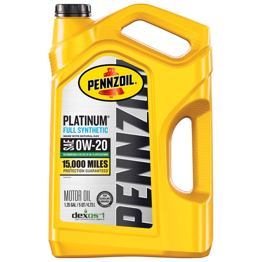 Pennzoil Platinum Full Synthetic 0W-20 Gasoline Engine Oil, 5 Quart