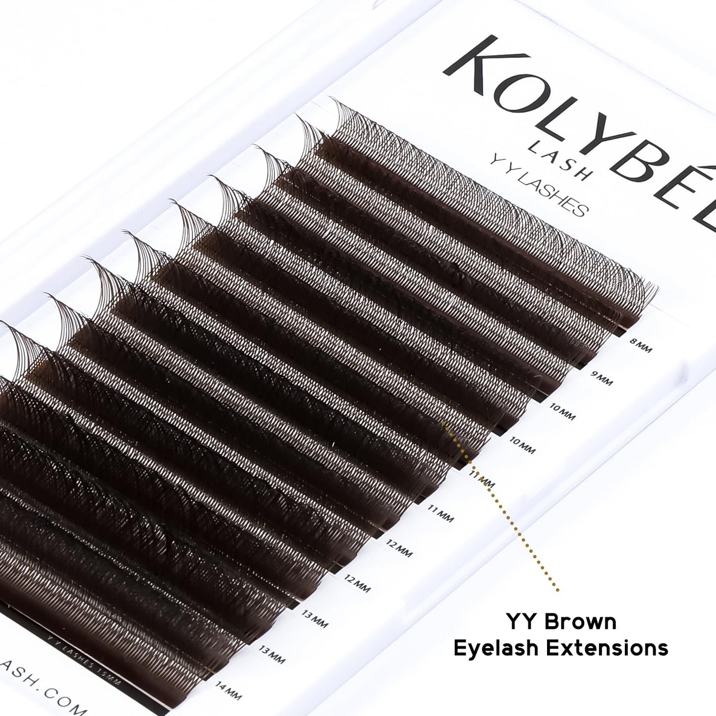 Kolybel YY Brown Eyelashes Extension Y Shaped 0.07mm C Curl 8-15mm Mixed Tray Lash Extension Easy Premade Fans 2D Soft Matte Black Volume Lashes Supply(YY,Brown-0.07-C-8-15mm)