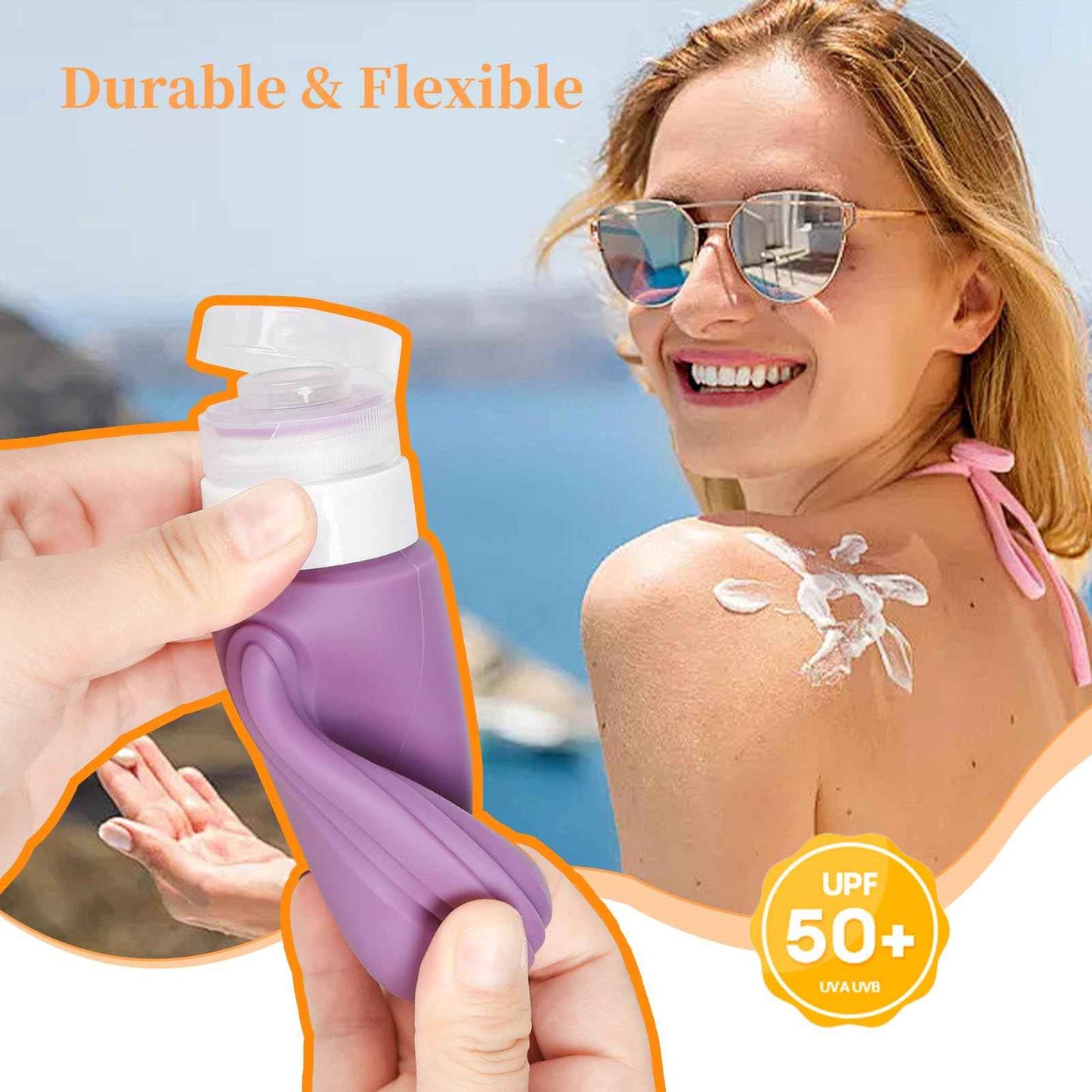 Travel Bottles Set for Toiletries, TSA Approved Travel Containers Leak Proof Silicone Squeezable Travel Accessories 2oz 3oz for Shampoo Conditioner Lotion Body Wash (Purple)