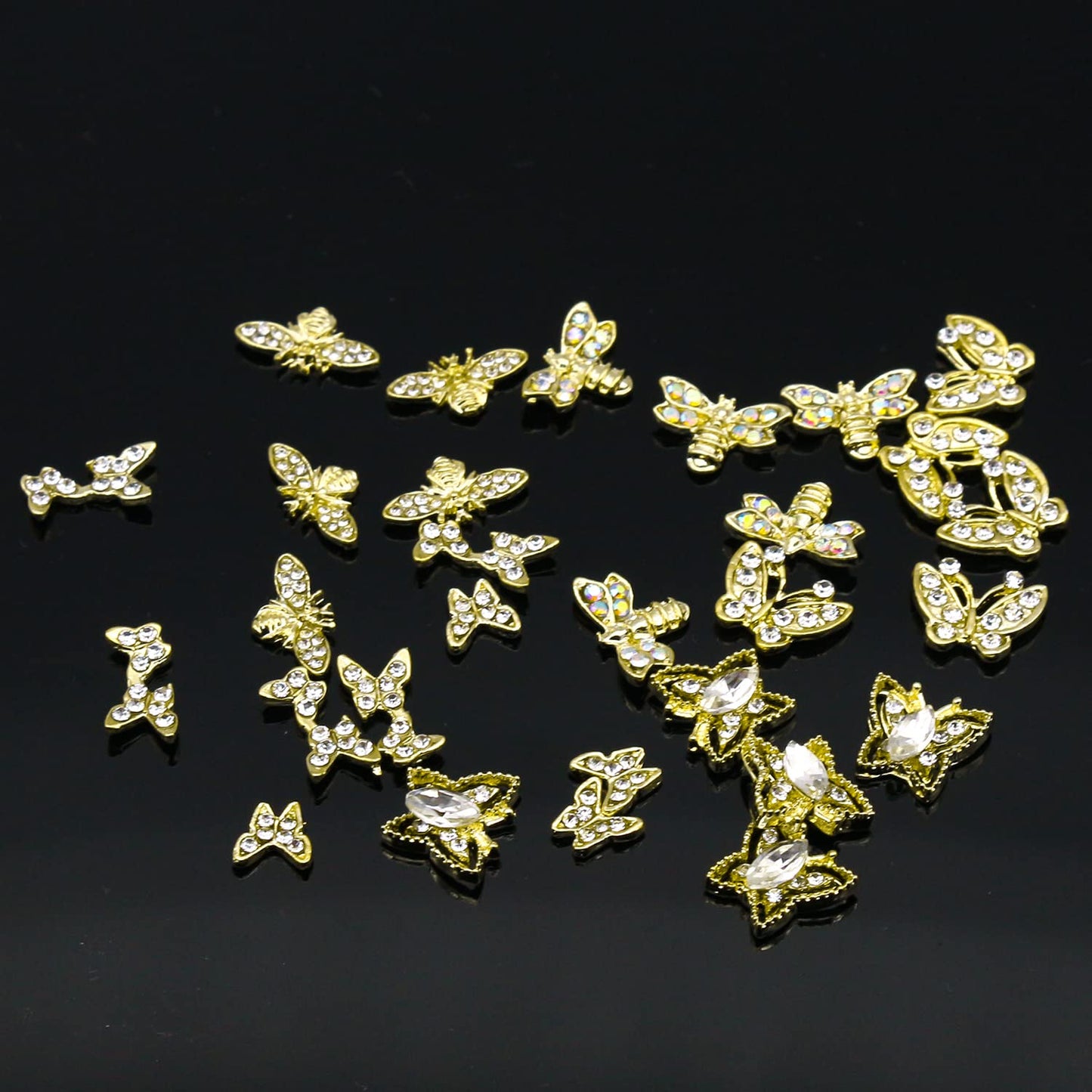 XEAOHESY 30pcs Alloy Gold 3D Butterfly Nail Charms for Nails Nail Butterfly Charms for Nails Gold Butterfly Nail Charms for Nails Gold 3D Nail Charms for Acrylic Nails