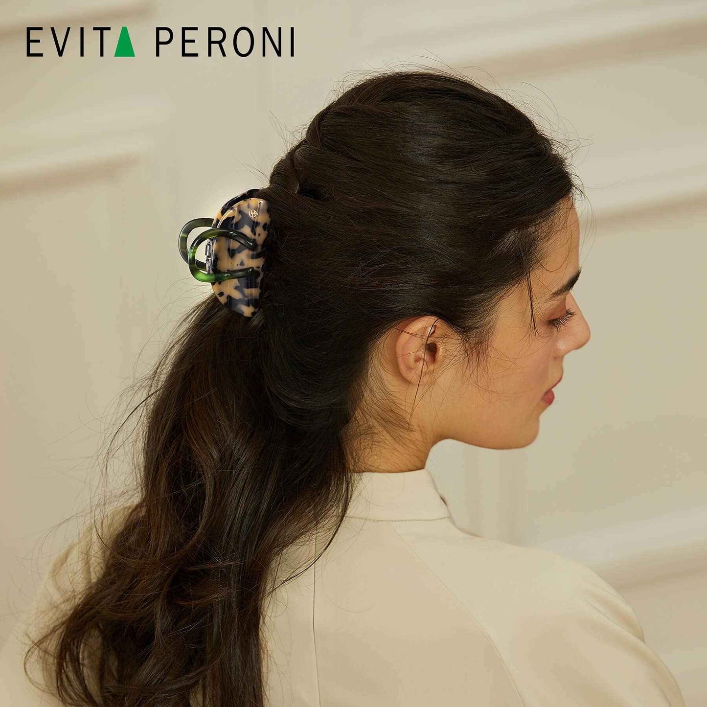 EVITA PERONI Middle Hair Clip, "Vintage Candy" Hair Clips for Women Strong Grip Acetate Shark Claw Clip with Gift Box, Tortoise
