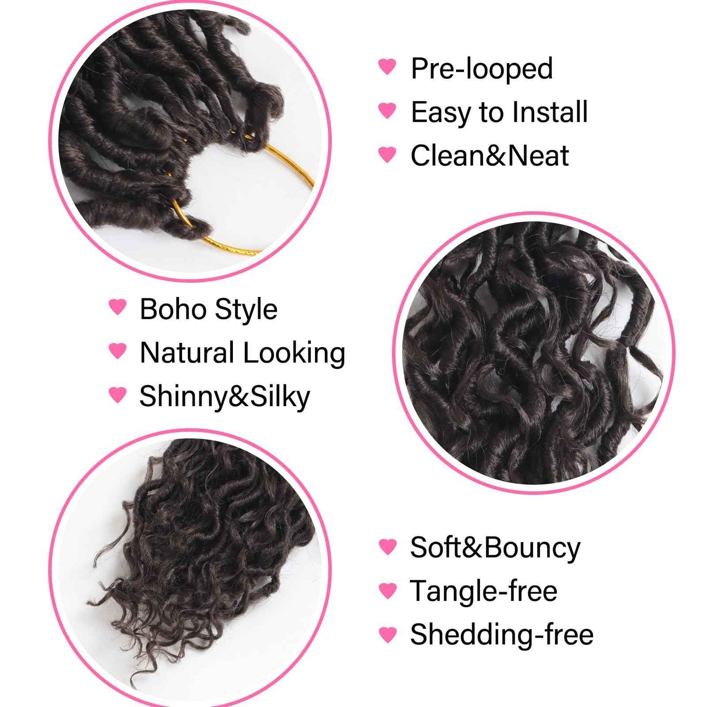 Sosihua Goddess locs crochet hair, 9 packs soft boho faux locs with curly ends bohemian crochet dreads for black women(8Inch,#4)