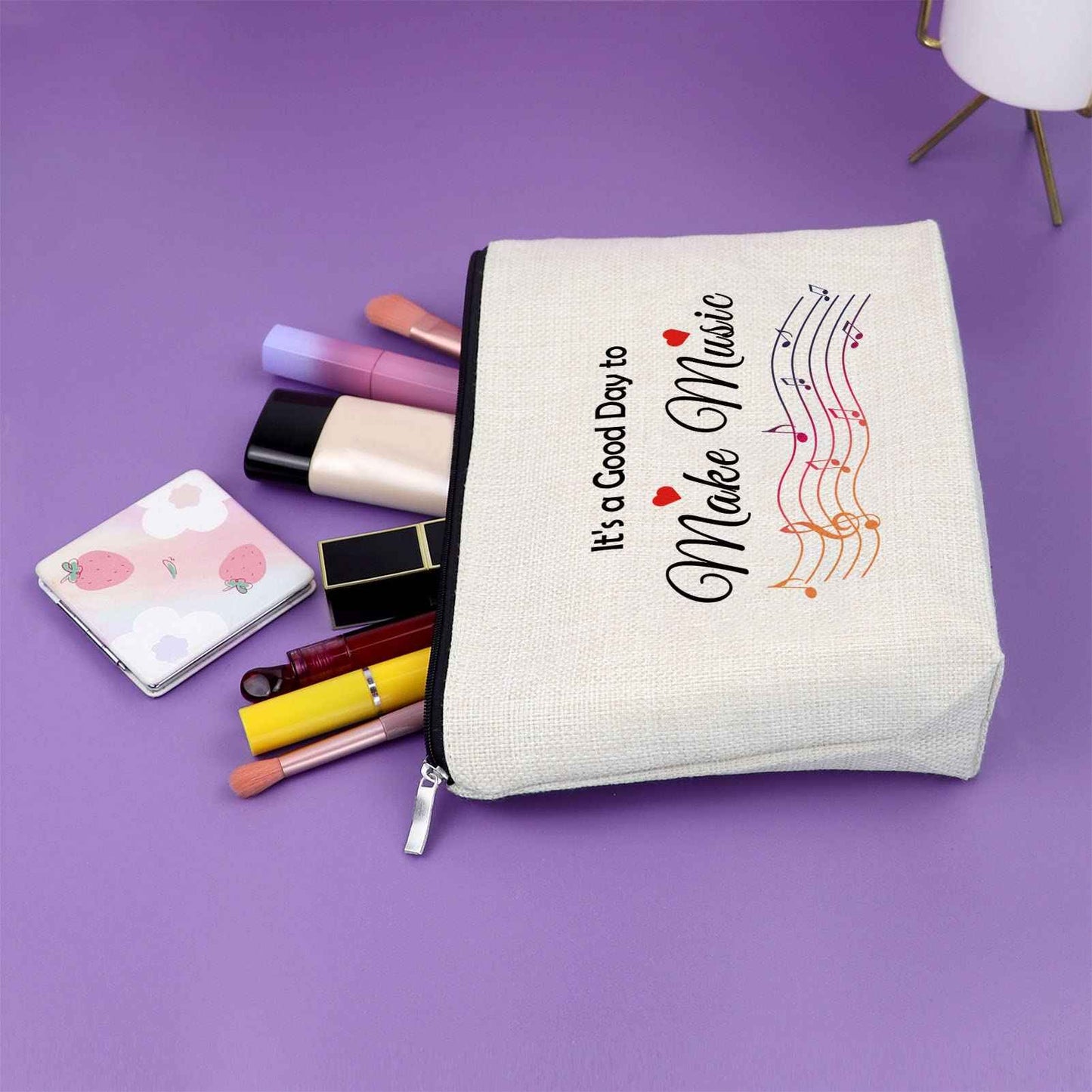 Sazuwu Music Lover Makeup Bag Cosmetic Organizers Music Teacher Appreciation Festival Gift Themed Gifts for Students Graduation Birthday Christmas