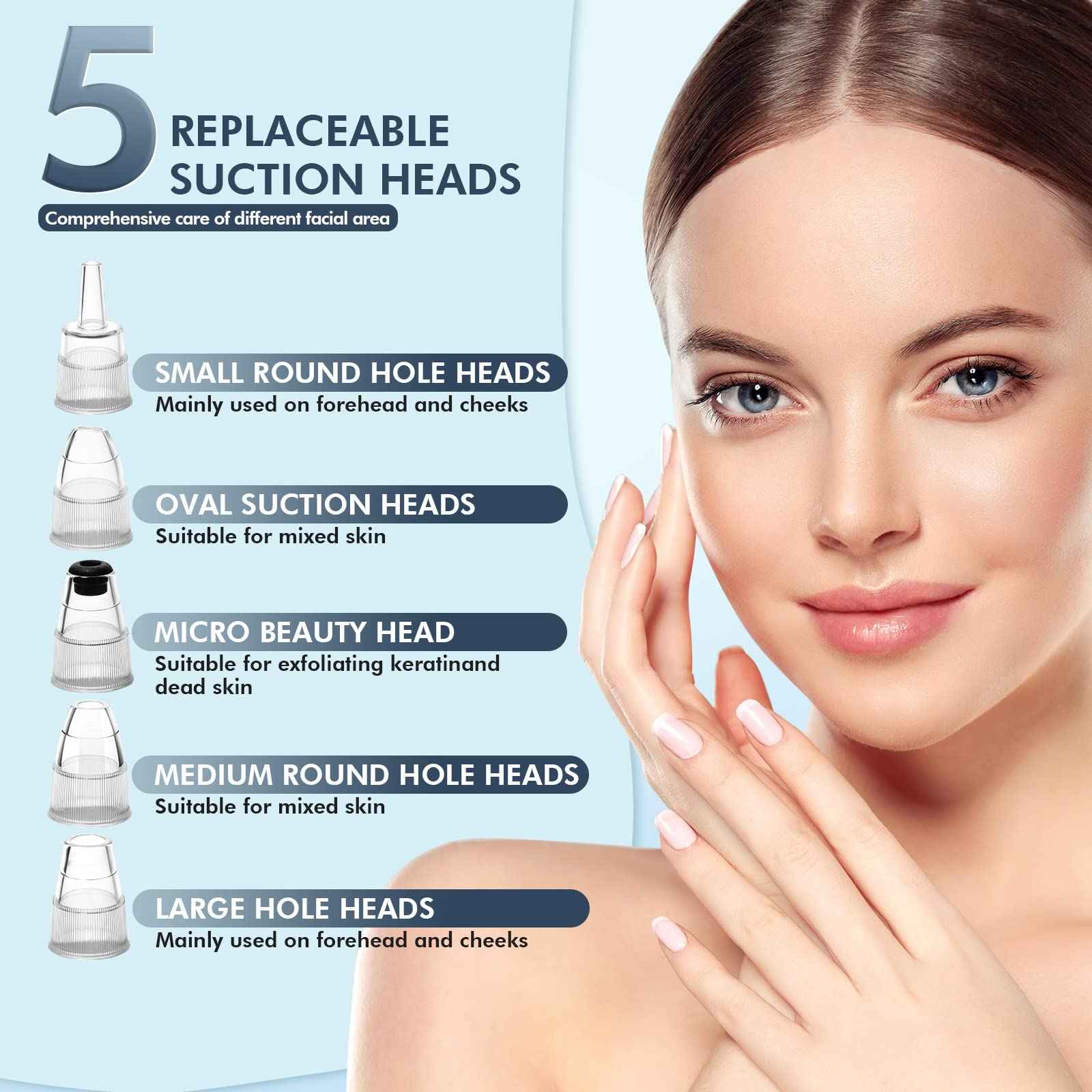 CHIMOCEE Blackhead Remover Pore Vacuum, Upgraded Black Head Remover for Face, Electric Acne Comedone Whitehead Extractor Tools-5 Suction Power, 5 Probes, USB Rechargeable Pimple Popper Tool Kit