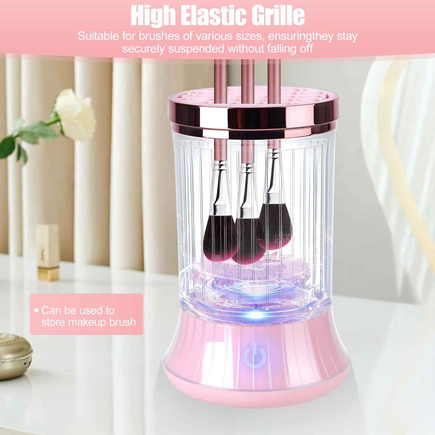Electric Makeup Brush Cleaner, Efficient Makeup Brush Cleaner for Deep Cleaning, Automatic Spinning Cosmetic Brush Cleaner One-Click Operation, Auto-Rotating Brush Cleaner for Any Makeup Brushes