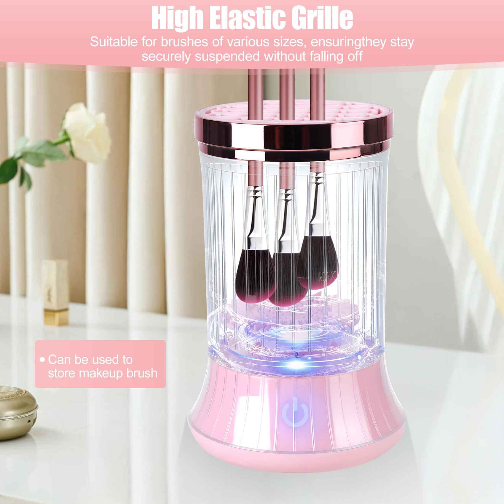 Electric Makeup Brush Cleaner, Efficient Makeup Brush Cleaner for Deep Cleaning, Automatic Spinning Cosmetic Brush Cleaner One-Click Operation, Auto-Rotating Brush Cleaner for Any Makeup Brushes