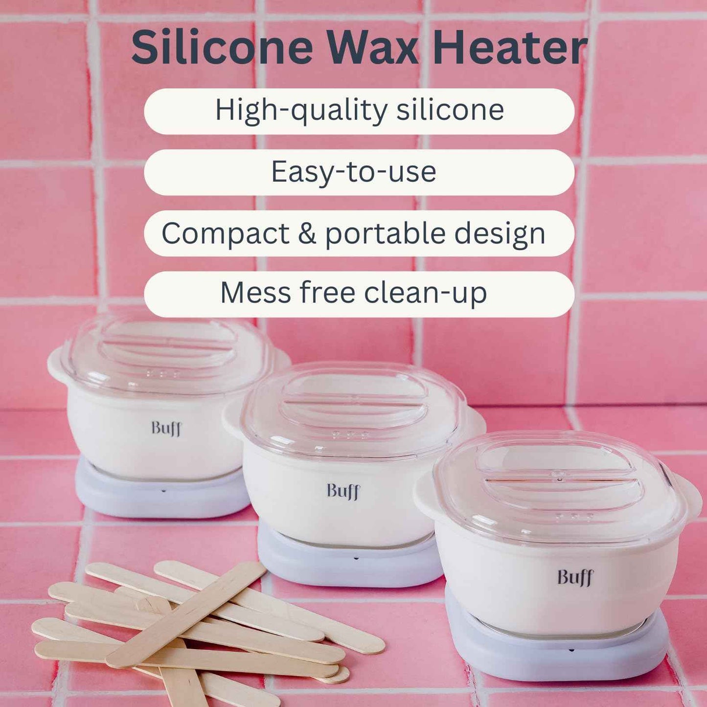 neuBuff Collapsible Silicone Wax Heater, Wax Warmer for Hair Removal, Fast Heating, Easy Cleanup and Storage, 400ml Capacity, Perfect for At-Home Waxing