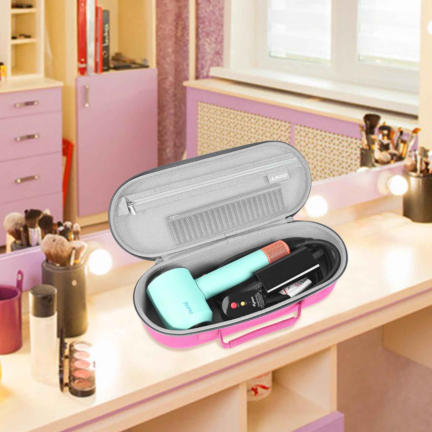 RLSOCO Travel Case for Dyson Supersonic/Supersonic Nural Hair Dryer & Dyson Airwrap, Storage Hair Dryer/Airwrap Only for easy travelling - Pink