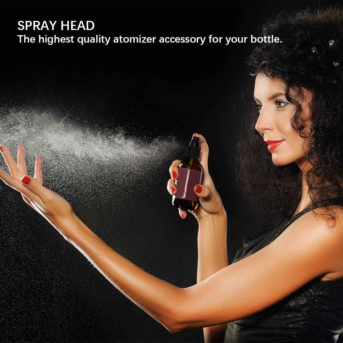 FERCAISH 40 Pcs Spray Bottle Tops, Replacement Pump Heads, Reusable Dispenser Caps, Fine Mist Sprayer, Cosmetic Spray Bottle (24 Caliber-Black)