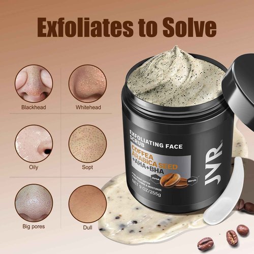 JVR Blackhead Remover Mask + Face Scrub for Men 9 oz+ Face Moisturizer Cream Anti Aging Cream, Charcoal Peel Off Black Mask, Facial Mask Purifying and Deep Cleansing for All Skin Types