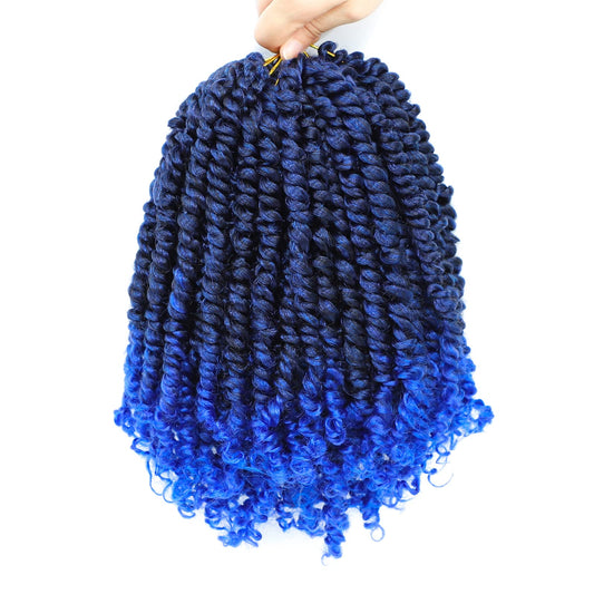 Fulcrum Passion Twist Crochet Hair 10 Inch, 8 Packs Pre Looped Passion Twist Hair, Pre-Twisted Passion Twist Crochet Hair For Black Women (10Inch (Pack of 8), 1B/Blue#)