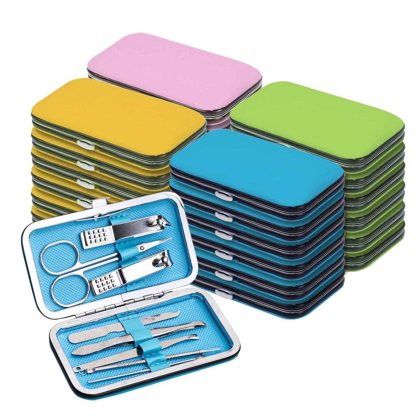 Manicure Set Bulk, Nail Clippers Kit Stainless Steel Fingernail Clippers Set, Sturdy Nail Tip Cutter Trimmers Professional Grooming Toenail Clippers Personal Pedicure Kits Gift (24 Pack 8 in 1)