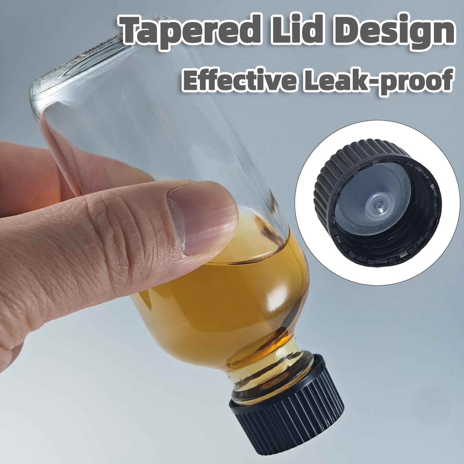 Zkupanx 6 Pack 2oz Small Clear Glass Bottles with Lids, Leak-proof 60mL Shot Bottles with Caps for Wellness, Ginger, Essential Oils, Liquids, Potion, Juice, Personal Care & Beauty