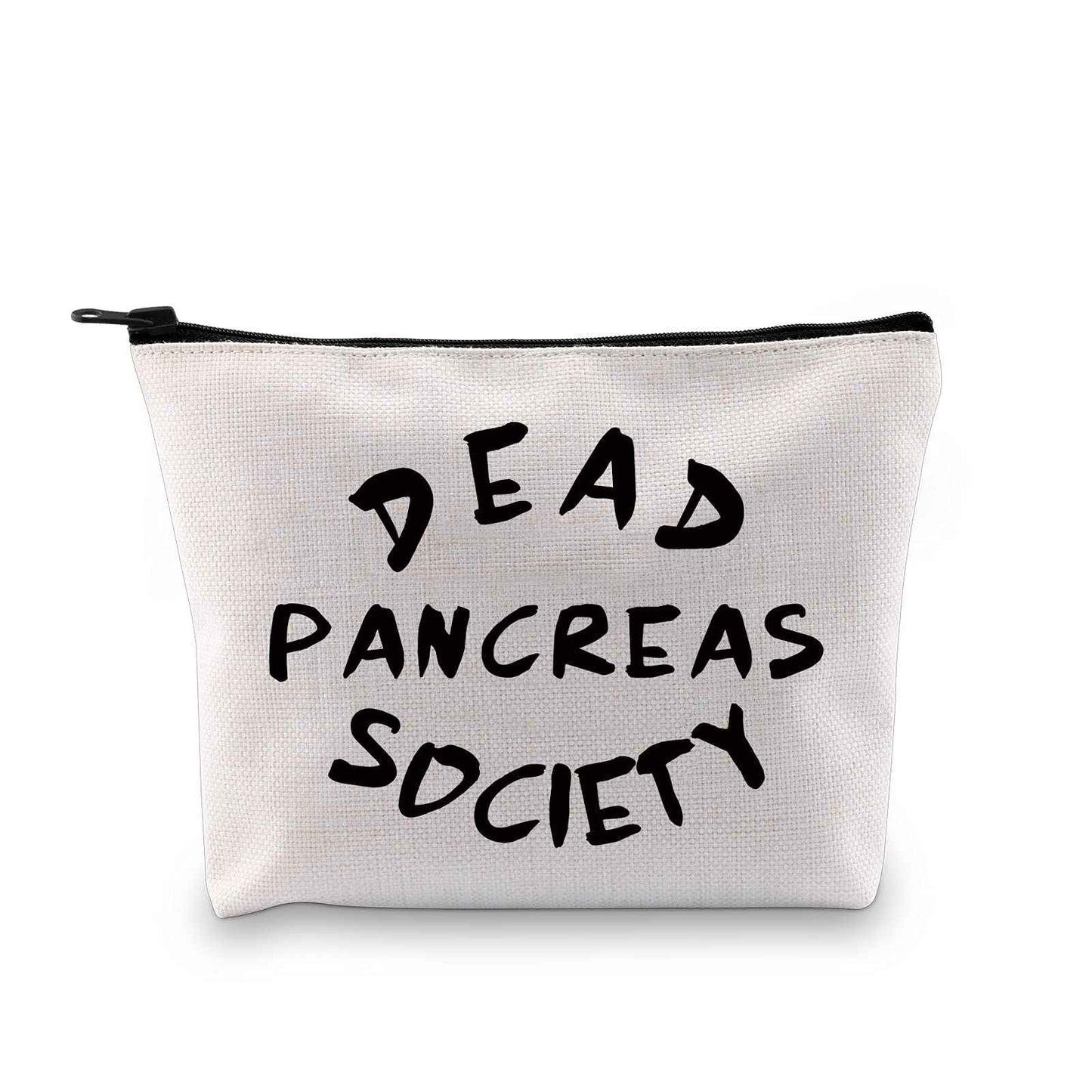 JXGZSO Diabetic Gift Type 1 Diabetes Awareness Gift Dead Pancreas Society Cosmetic Bag Diabetic Support Gift (Dead Pancreas Society White)