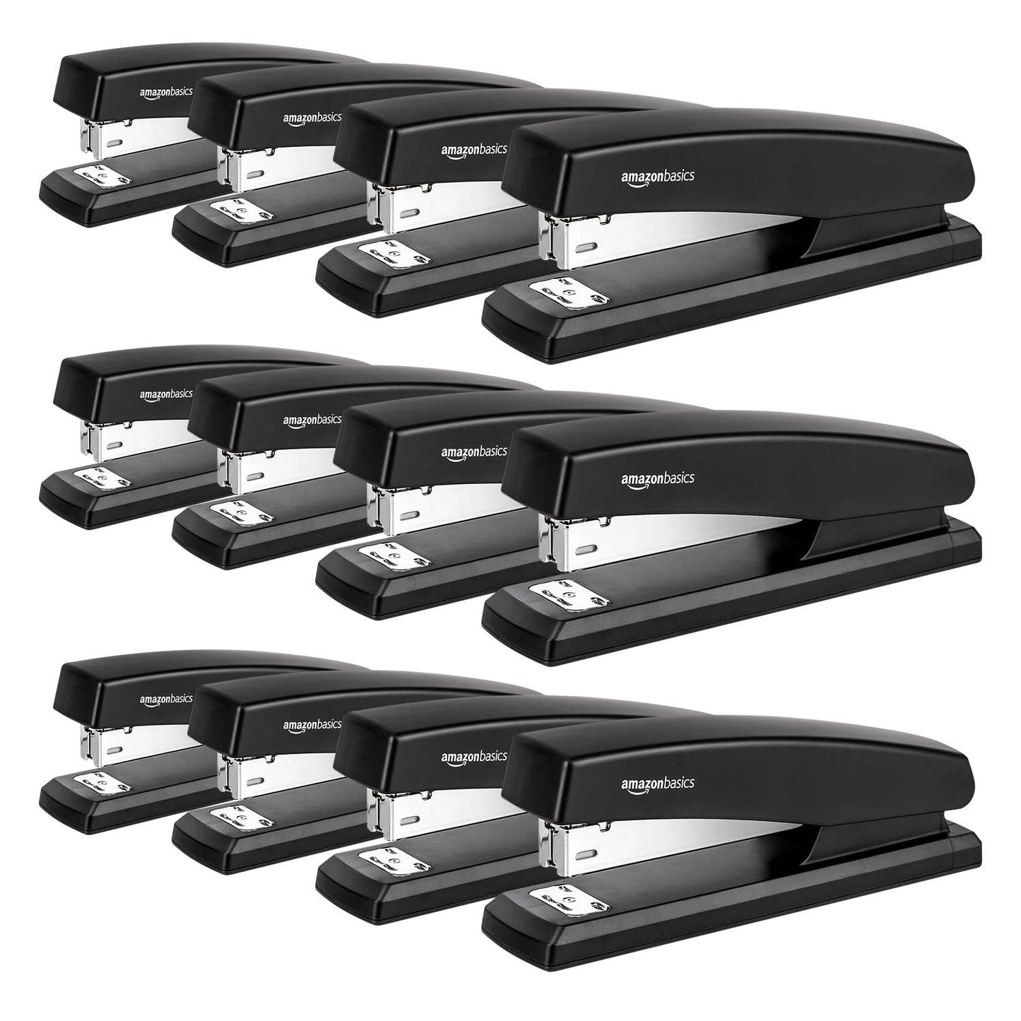 Amazon Basics 25-Sheet Capacity, Non-Slip, Office Stapler with 1000 Staples, Black - Pack of 12