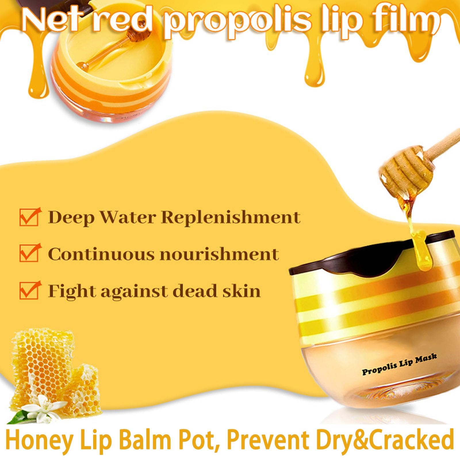 Tnoctuh 4 PCS Bee Lip Balm Lip Mask Honey Pot, Coconut Honey Mint Grape Moisturizing Sleeping Lip Mask Overnight with Sticks, Lip Balm Exfoliating Prevention Dry and Crack Lip Scrubs