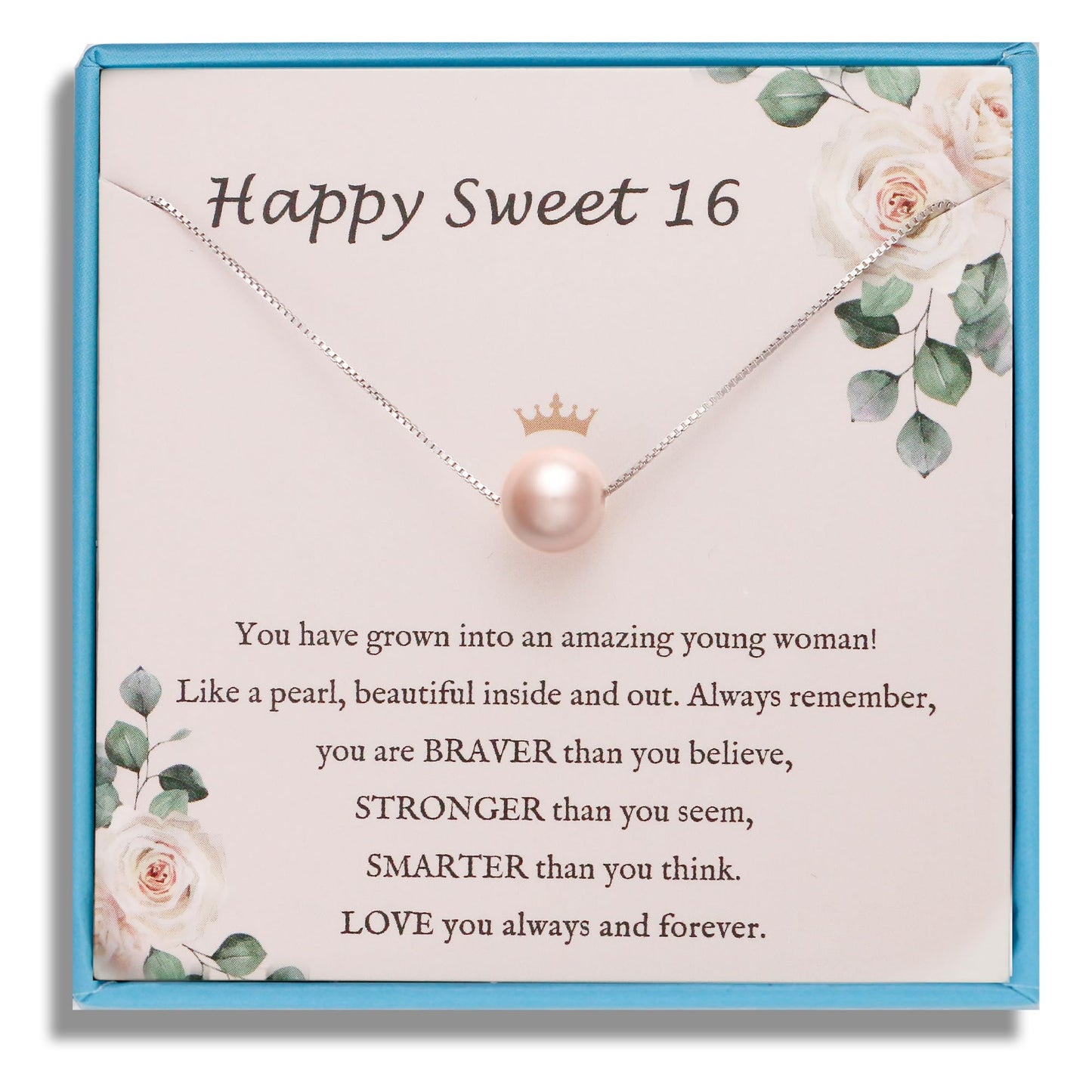 Sereney Sweet 16 Necklace Sterling Pink Pearl Necklace as Sweet 16 Gifts for Girls or 16th Birthday Gifts for Girls, Adjustable Length Gifts for 16 Year Old Girl Trendy 2024