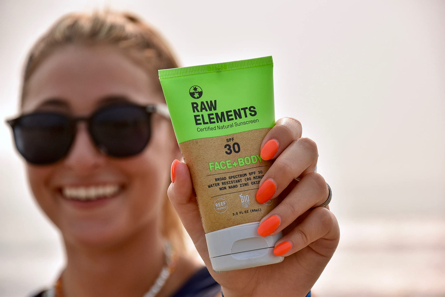 Raw Elements Mineral Sunscreen Moisturizer - Non-Nano Zinc Oxide, 95% Organic, Reef Safe, SPF 30+, Unscented, 3oz Tube (2-Pack)