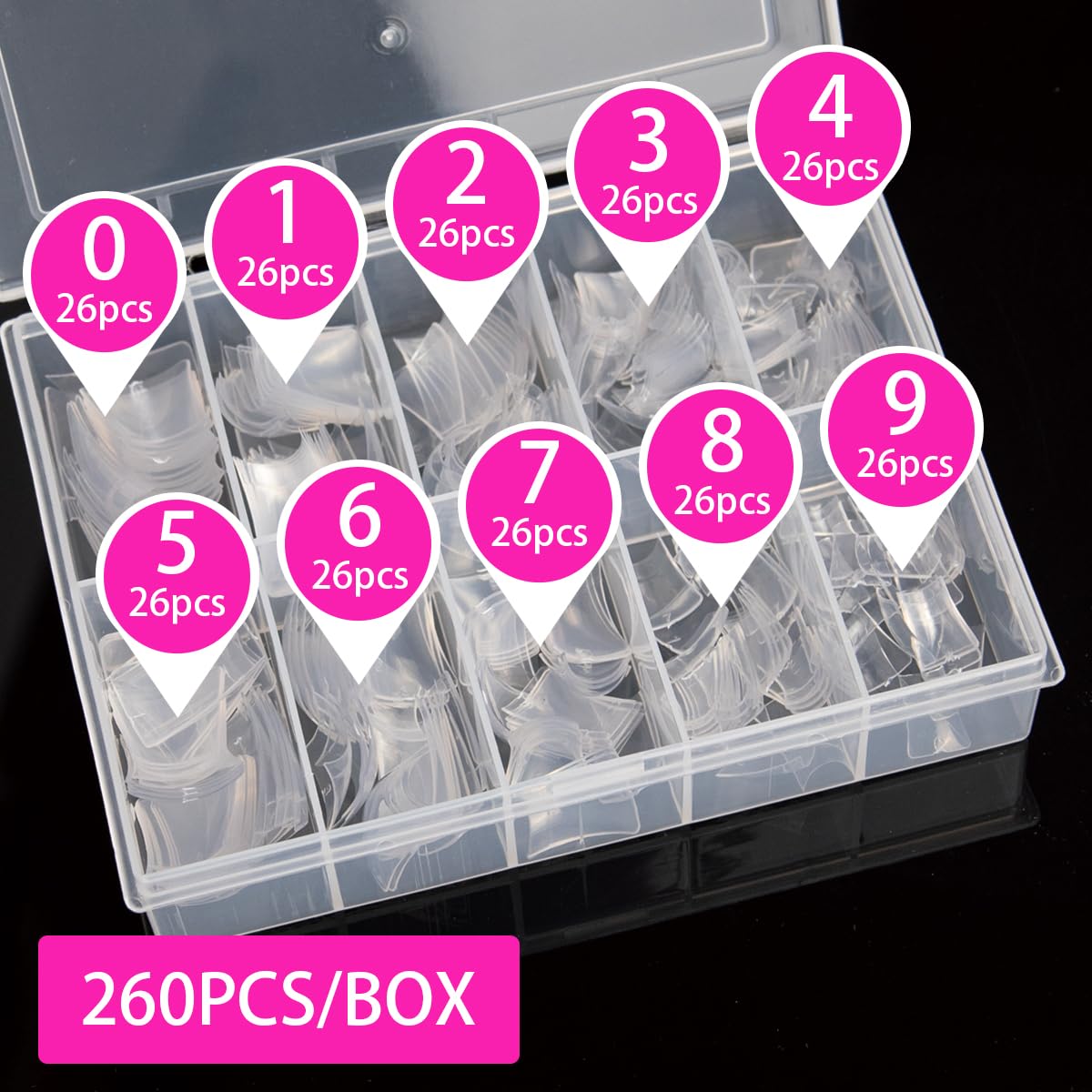 Clear Short Duck False Nails Tips Duck Pre Shaped Short Press On Nails Extension Fake Nails Half Cover C Curve Acrylic 260pcs Manicure for Nail Art Salons & Home DIY 10 Sizes