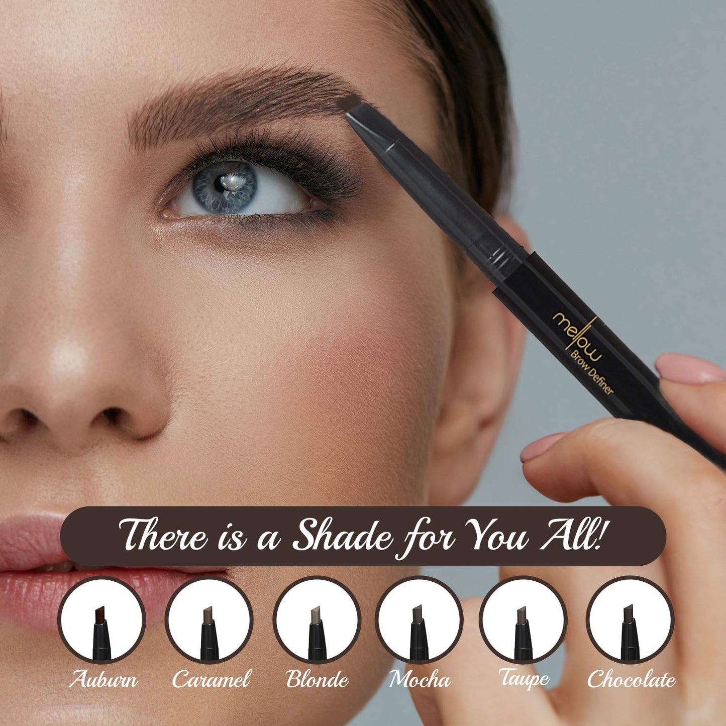 Mellow Cosmetics Brow Definer Eyebrow Pencil | Triangular Tip, Non Greasy, Long Lasting & Easy To Glide | Brow Defining Pen | Professional Eyebrow Makeup | Cruelty Free, Vegan & Paraben Free - Caramel