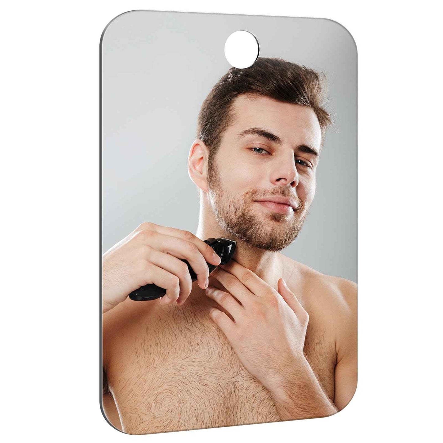 Nyosye Shower Mirror Fogless for Shaving Anti-Fog Frameless Wall Hanging Makeup,11.02" L x 7.87" W,Darkgrey