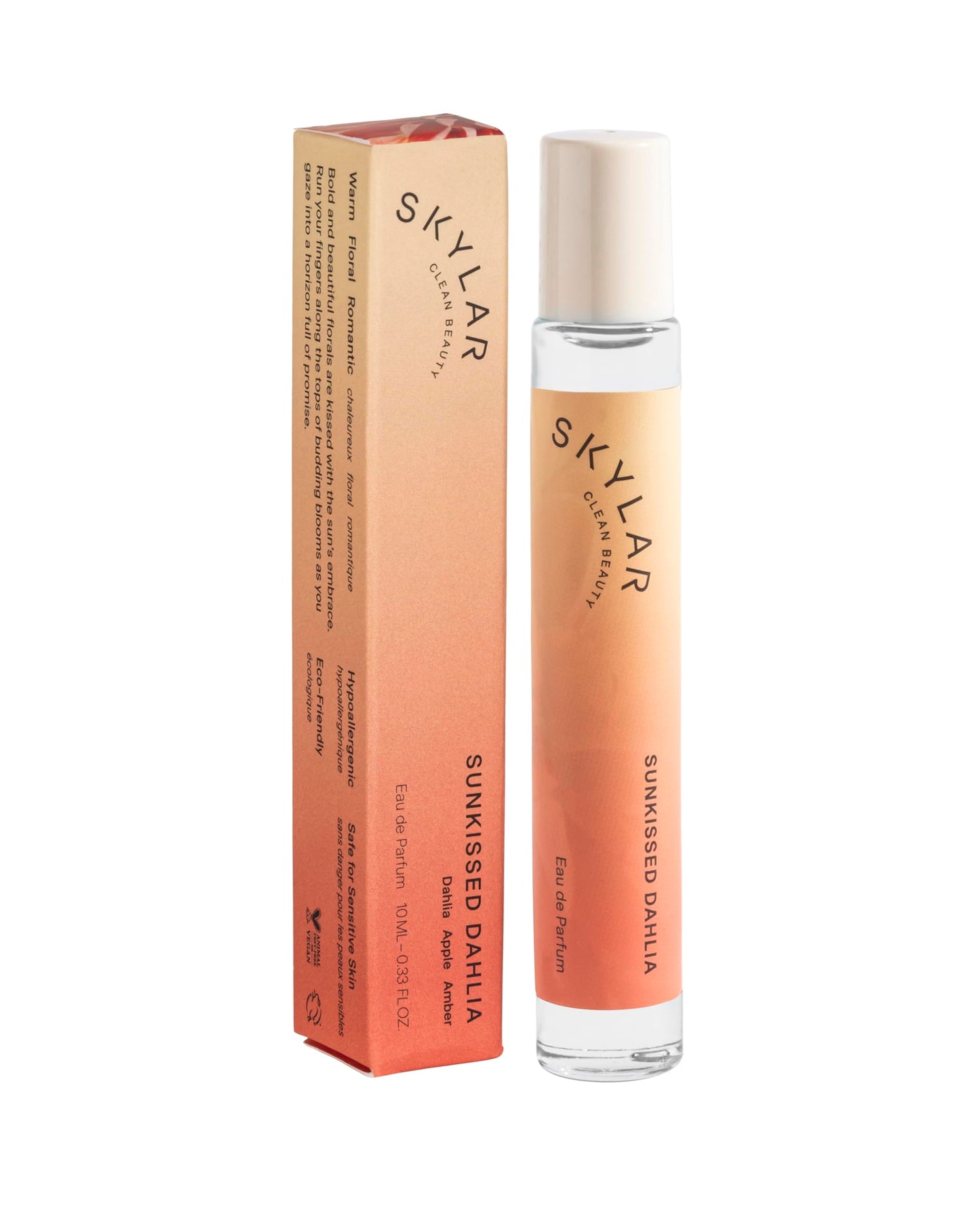 Skylar Sunkissed Dahlia Eau de Parfum - Hypoallergenic & Clean Perfume for Women & Men, Vegan & Safe for Sensitive Skin - Floral Perfume with Notes of Dahlia, Apple & Amber - 10mL /0.33 Fl oz