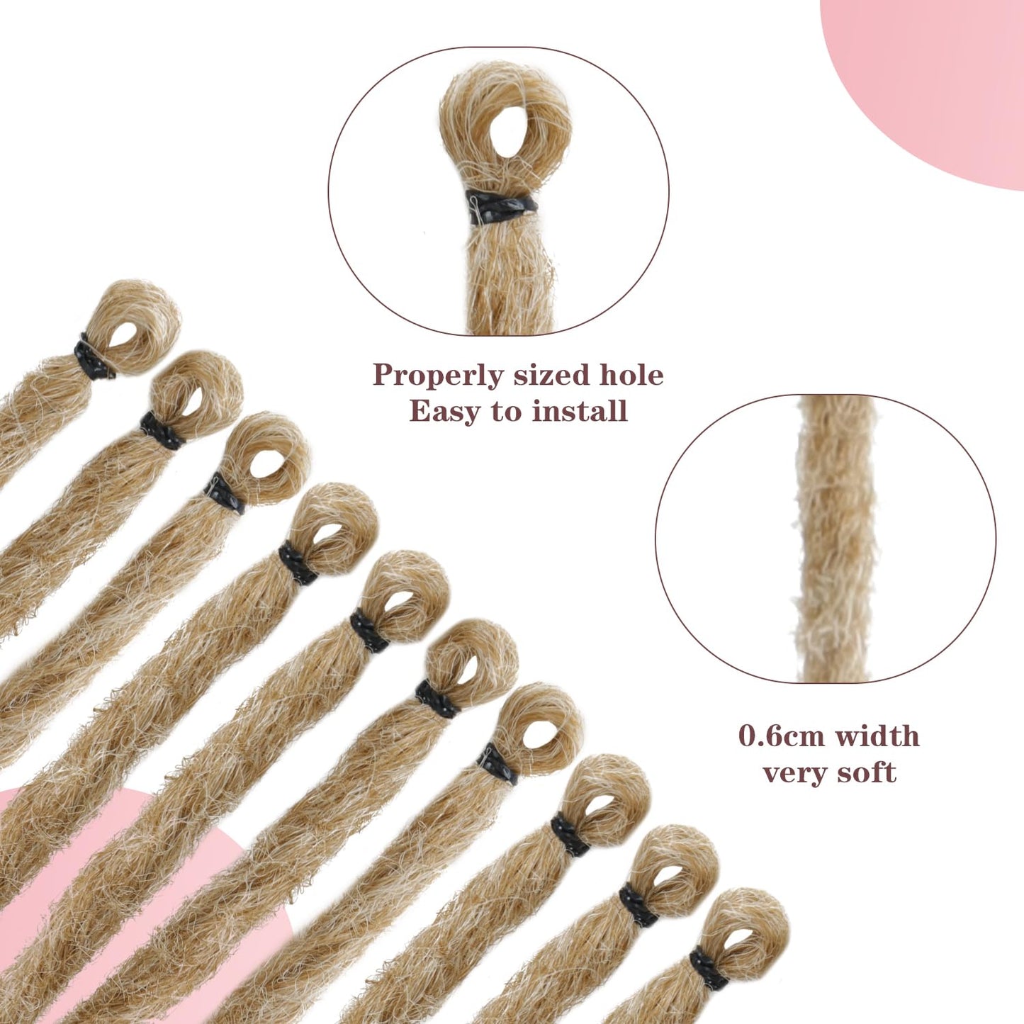 24 Inch Synthetic Dreadlock Extensions 20 Strands Hippie Single Ended Dreads Ombre Blonde 0.6 cm Width Loc Extensions Reggae Style Crochet Hair For Daily Use by Women and Men (24Inch, 27/613)