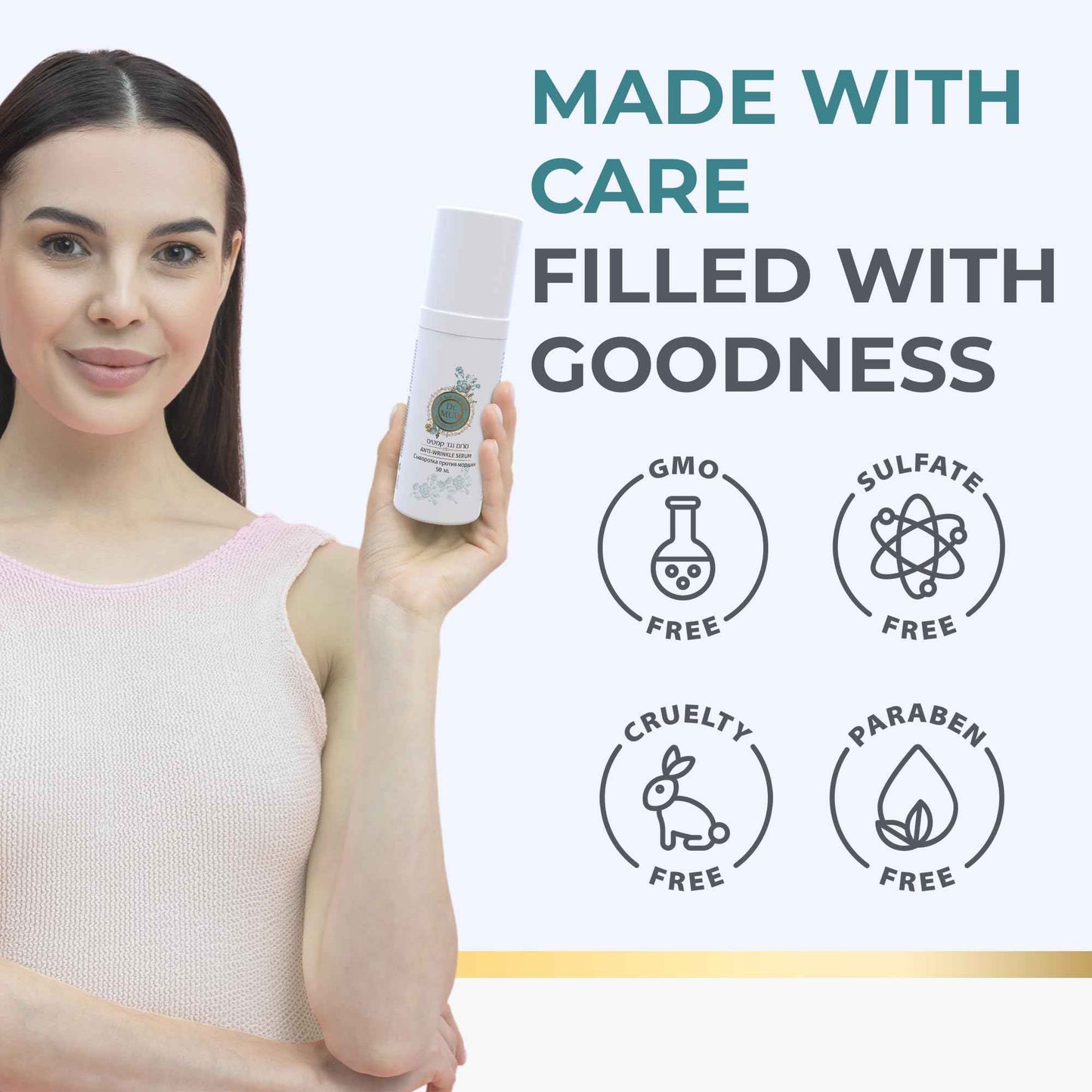 Dr Mud Anti aging Brightening Serum for Wrinkles, Dark Spots, Eye Area & Fine Lines - with Dead Sea Minerals, Hyaluronic Acid, Aloe Vera, Vitamin E & Vitamin A, Caster, Jojoba & Sesame Oil - 50 ml